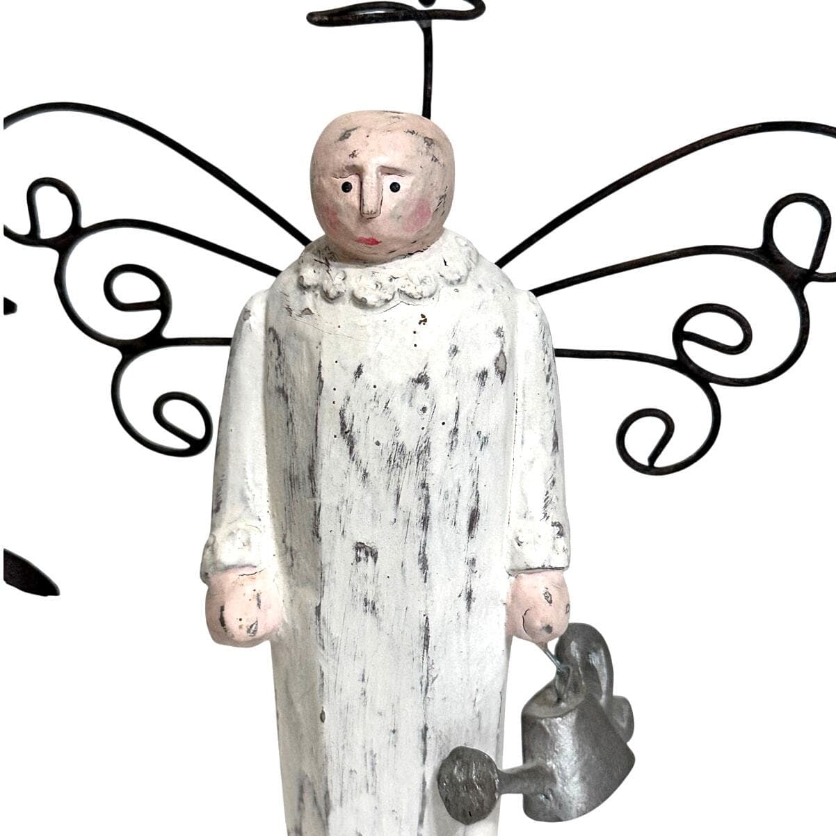 "Gardening Angels" Wooden Figurines Metal Wings 6" Tall-Adorable-Set of 3 - Thumbnail 4