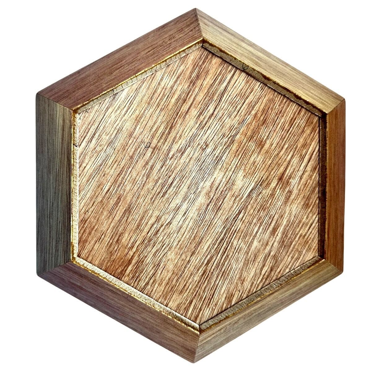 Unique MCM Octagonal Wooden Shallow Serving Tray/Bowl 9.75" - Thumbnail 3