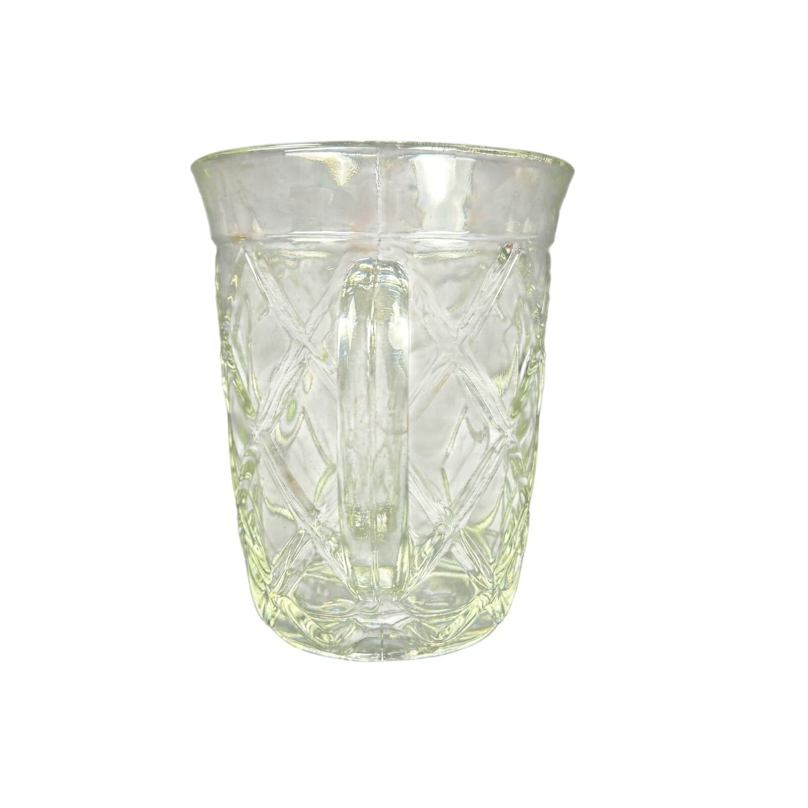 Heavy Clear Glass Diamond Designed 7.75" x 5.75" Water Pitcher Vintage - Thumbnail 2