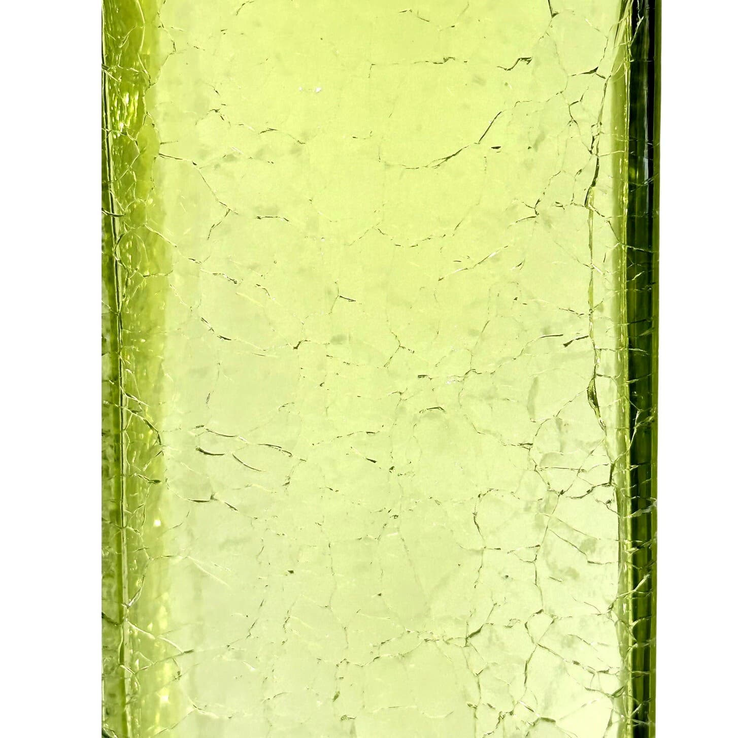 Art Glass MCM Pale Yellow Green Crackle Glass Rectangular 10" Vintage Vases-Pair - Thumbnail 4