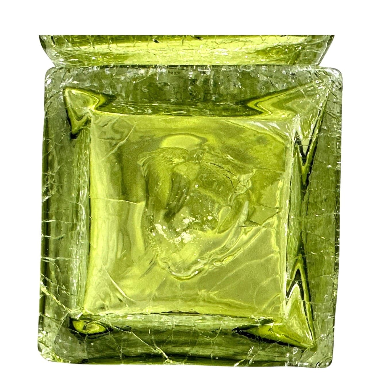 Art Glass MCM Pale Yellow Green Crackle Glass Rectangular 10" Vintage Vases-Pair - Thumbnail 9