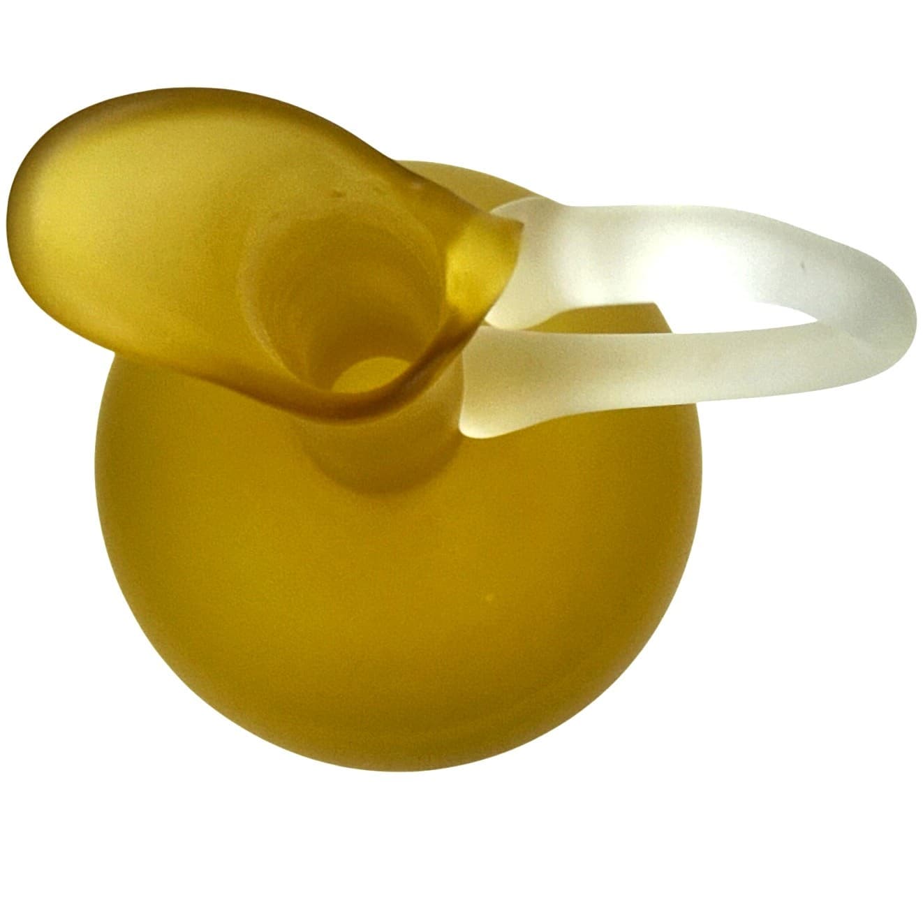 Murano Carlo Moretti Satinato Inspired Amber Clear Frosted Glass 15.25" Decanter - Thumbnail 5