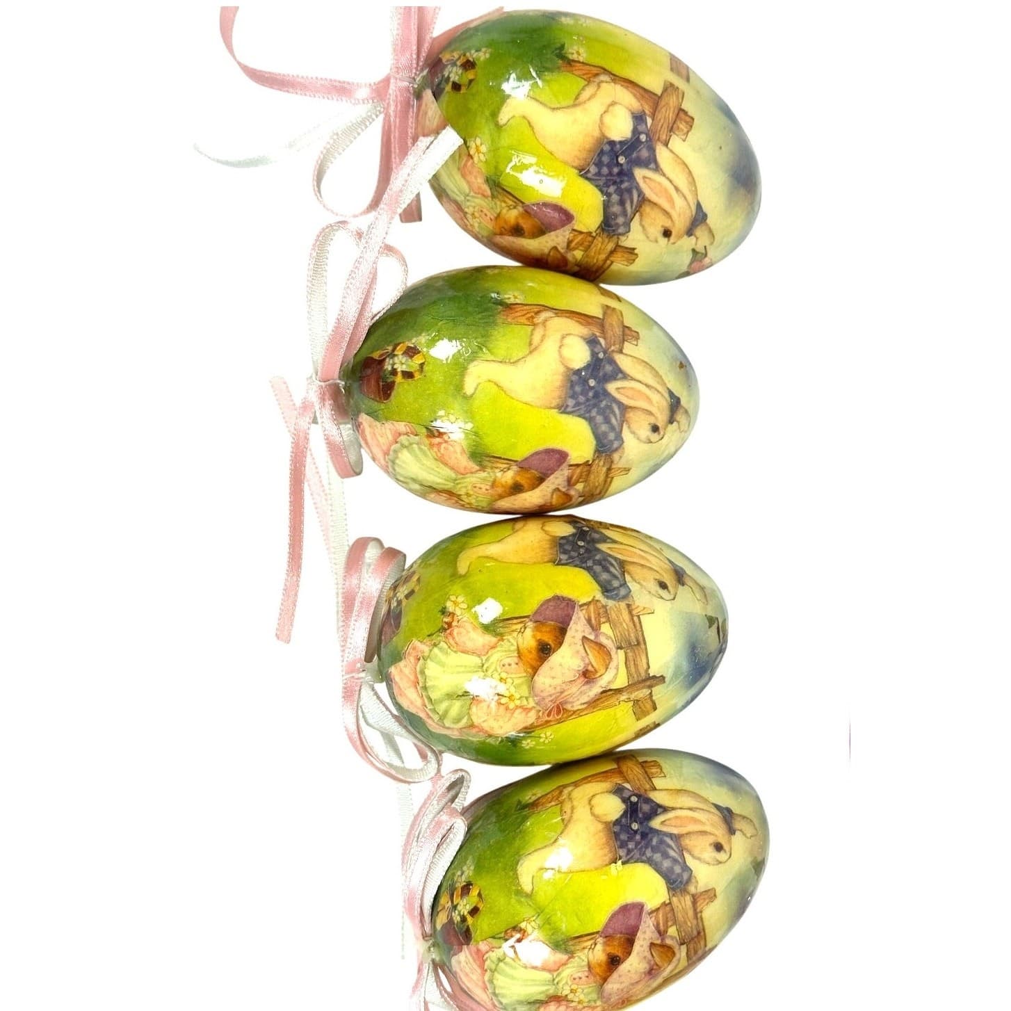 Mossy Brown Easter Bunny w/Basket, 4.5' Easter Egg Garland and Four Easter Eggs! - Thumbnail 4