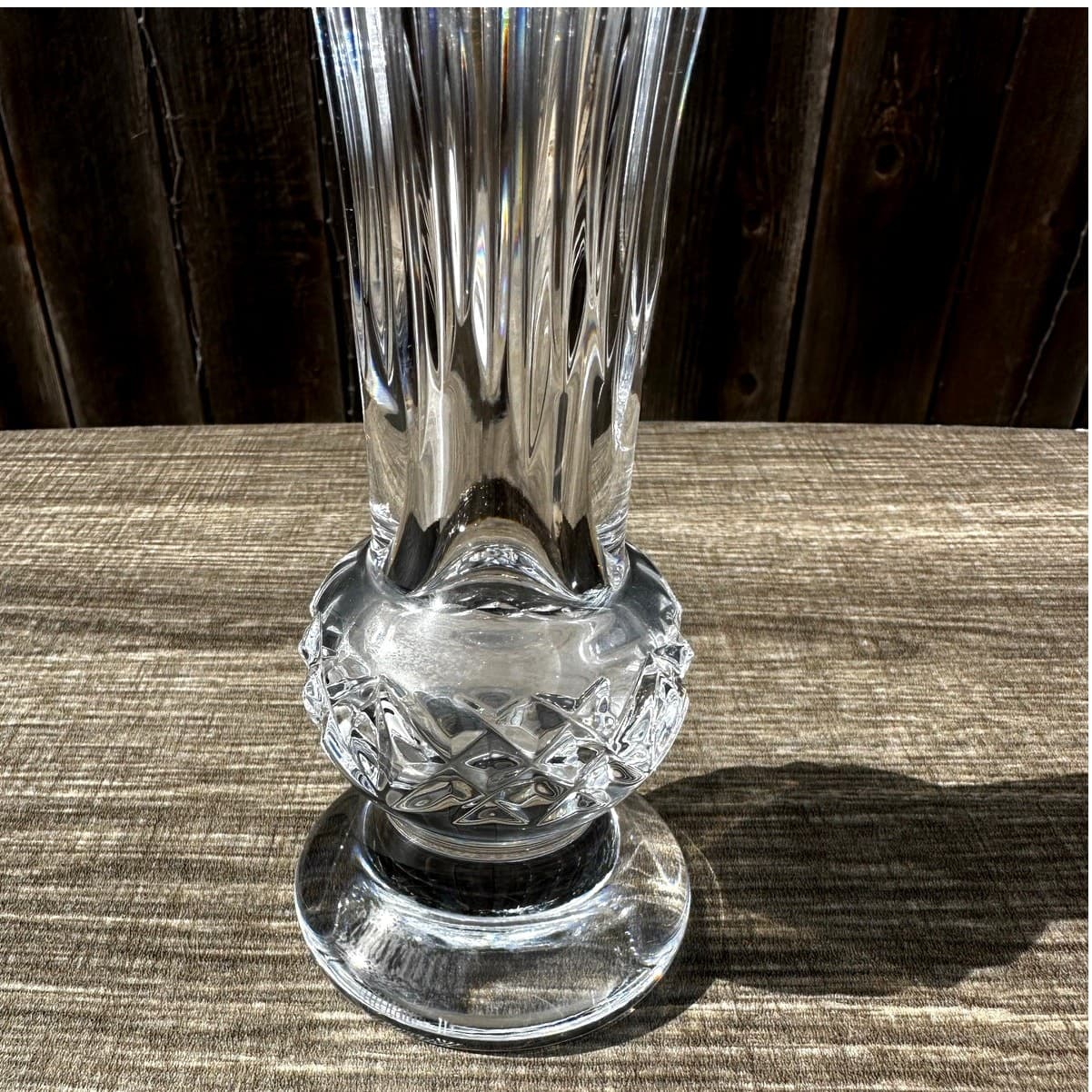 Waterford Crystal Fleurology 'Amy' 9" Tall Footed Vase-Excellent - Thumbnail 3