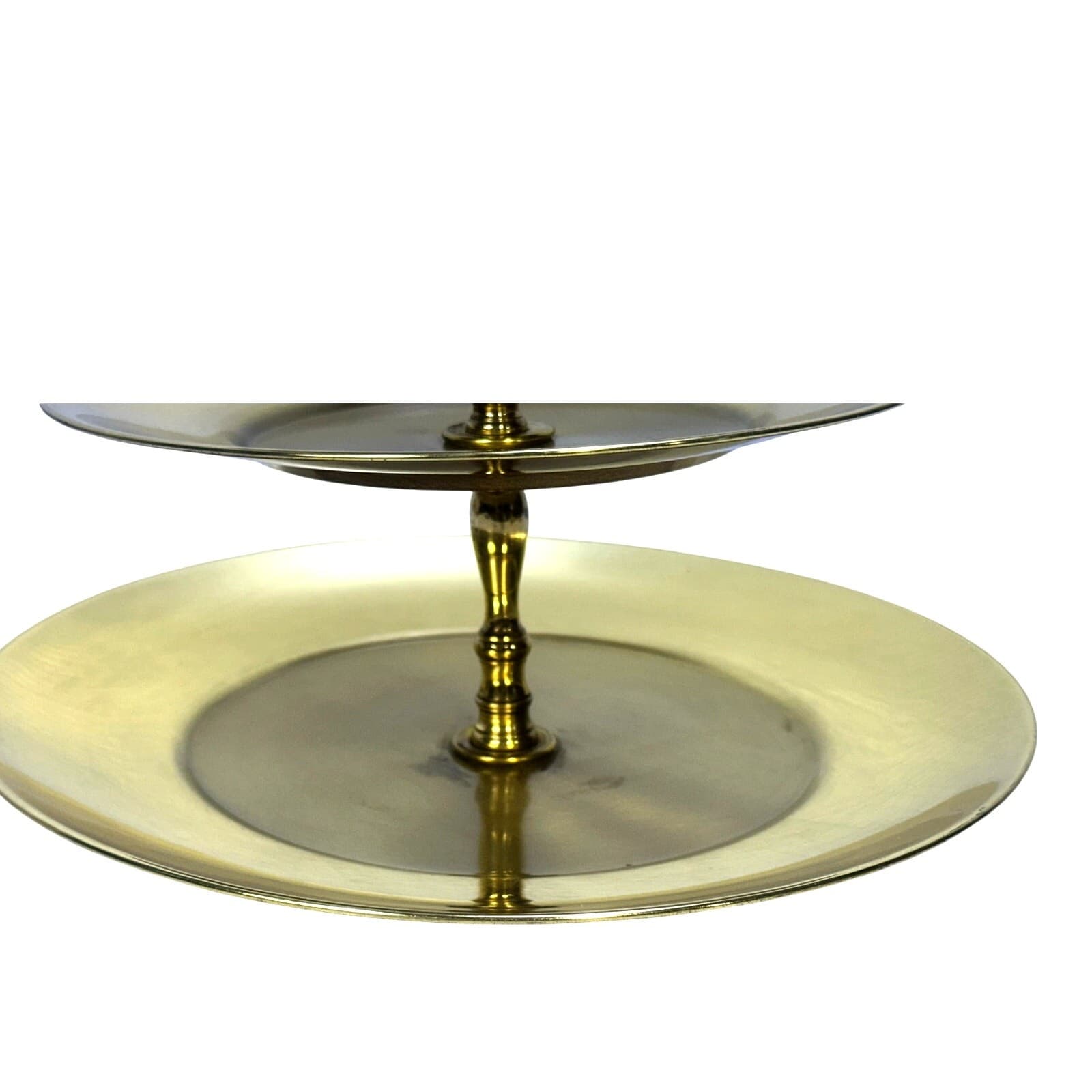 Three Tier Brass Colored Aluminum MCM Decorative Dessert Cake Appetizer Stand - Thumbnail 5