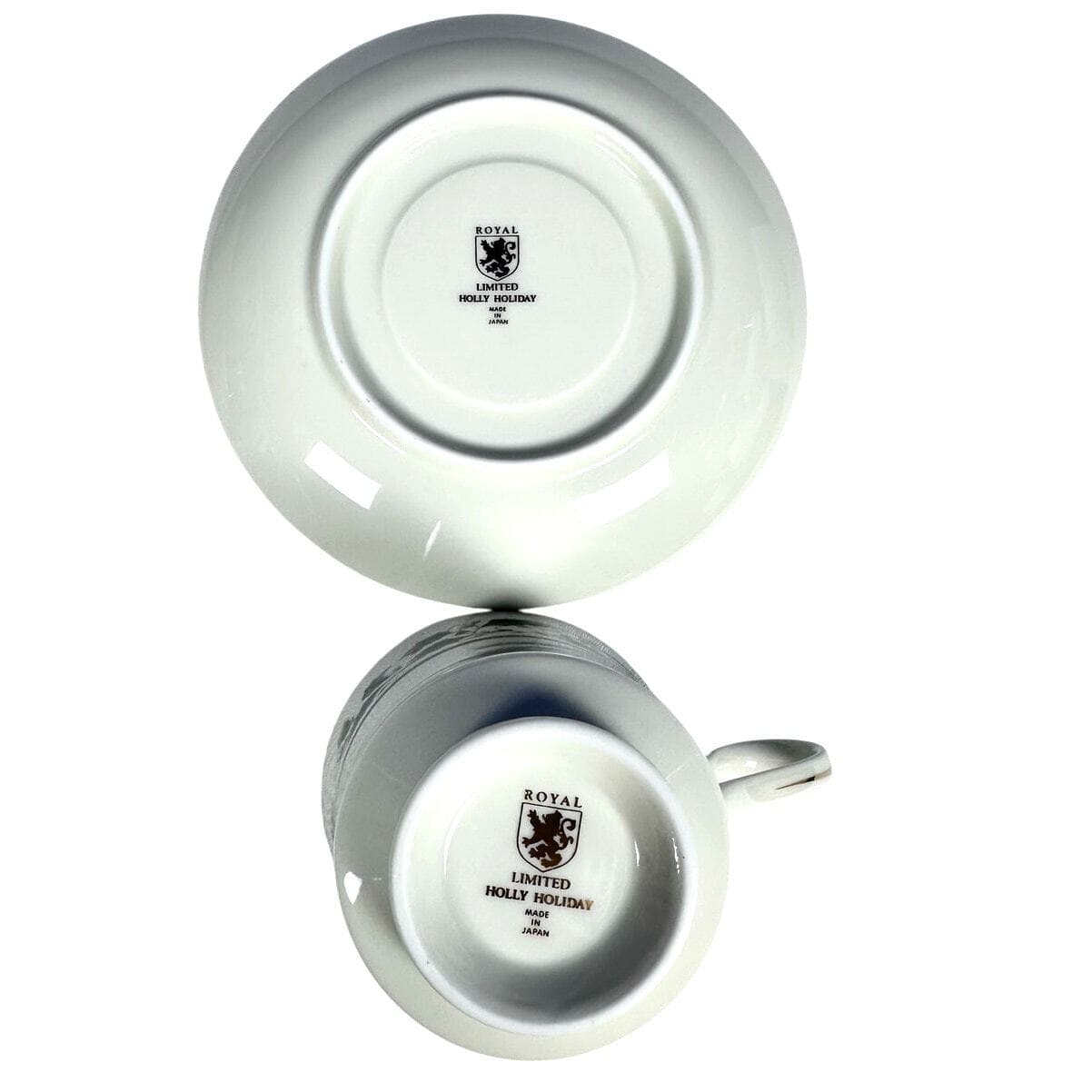 Royal Limited Holly Holiday Footed Cups and Saucers-Set of 4-Excellent! - Thumbnail 5