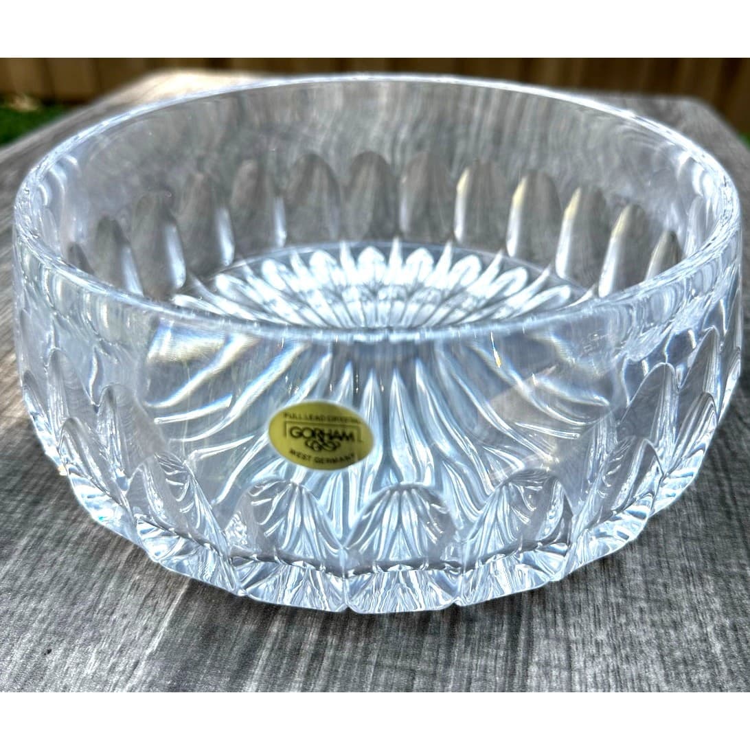 Gorham Althea Collection West Germany Full Lead Crystal 8" Bowl New in Box - Thumbnail 6