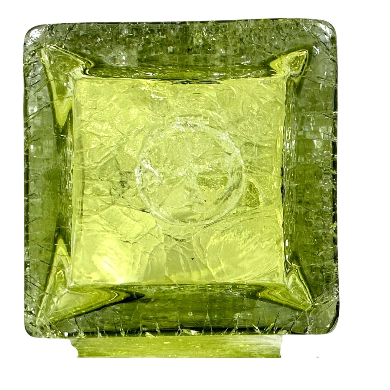 Art Glass MCM Pale Yellow Green Crackle Glass Rectangular 10" Vintage Vases-Pair - Thumbnail 8