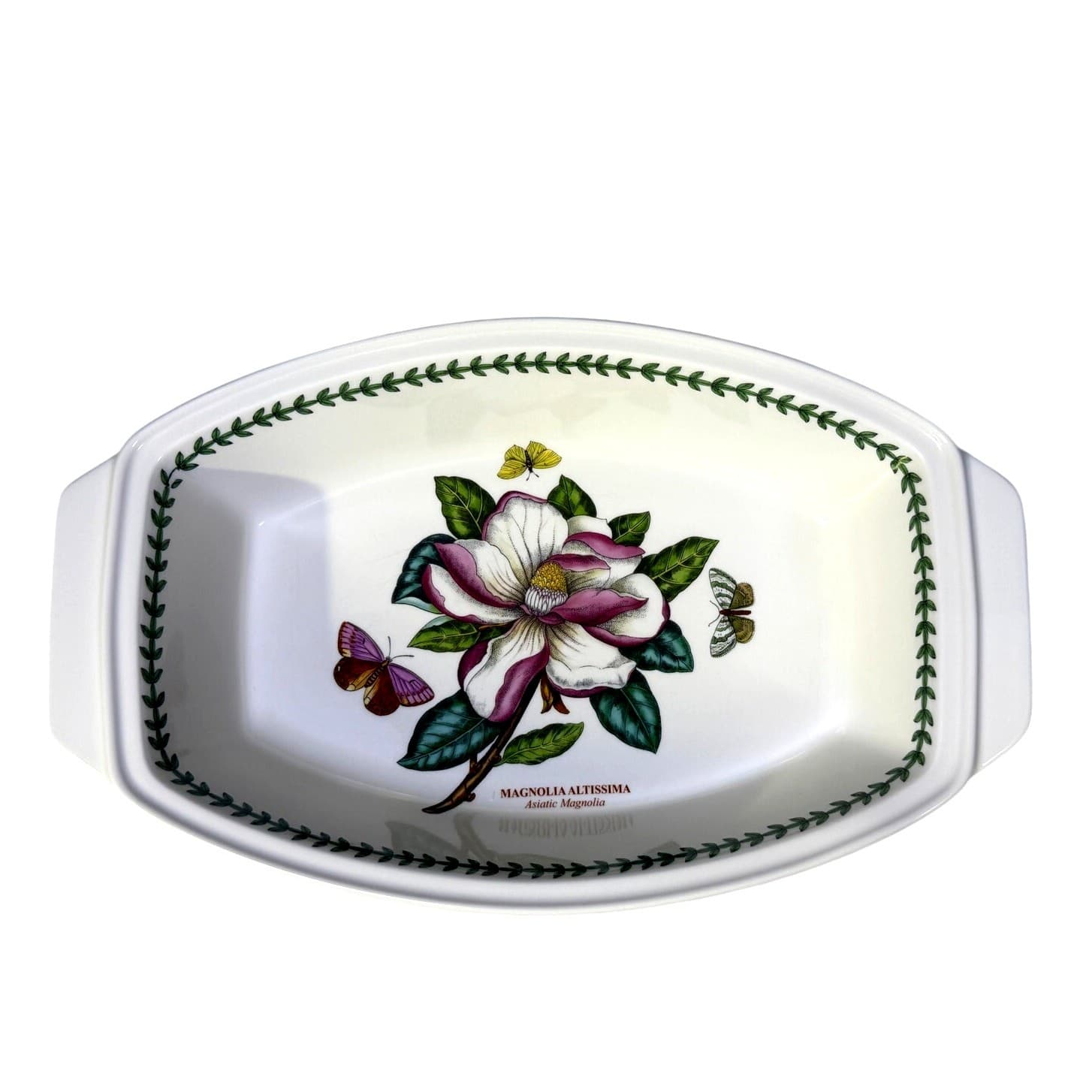 Portmeirion Fire and Ice Botanic Garden Magnolia Altissima 13.5" Handled Baker - Thumbnail 2