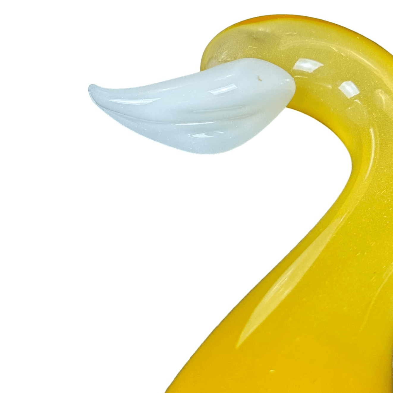 Murano Style Art Glass Swan Large Heavy Yellow Clear White Blue Vintage 12” - Thumbnail 8
