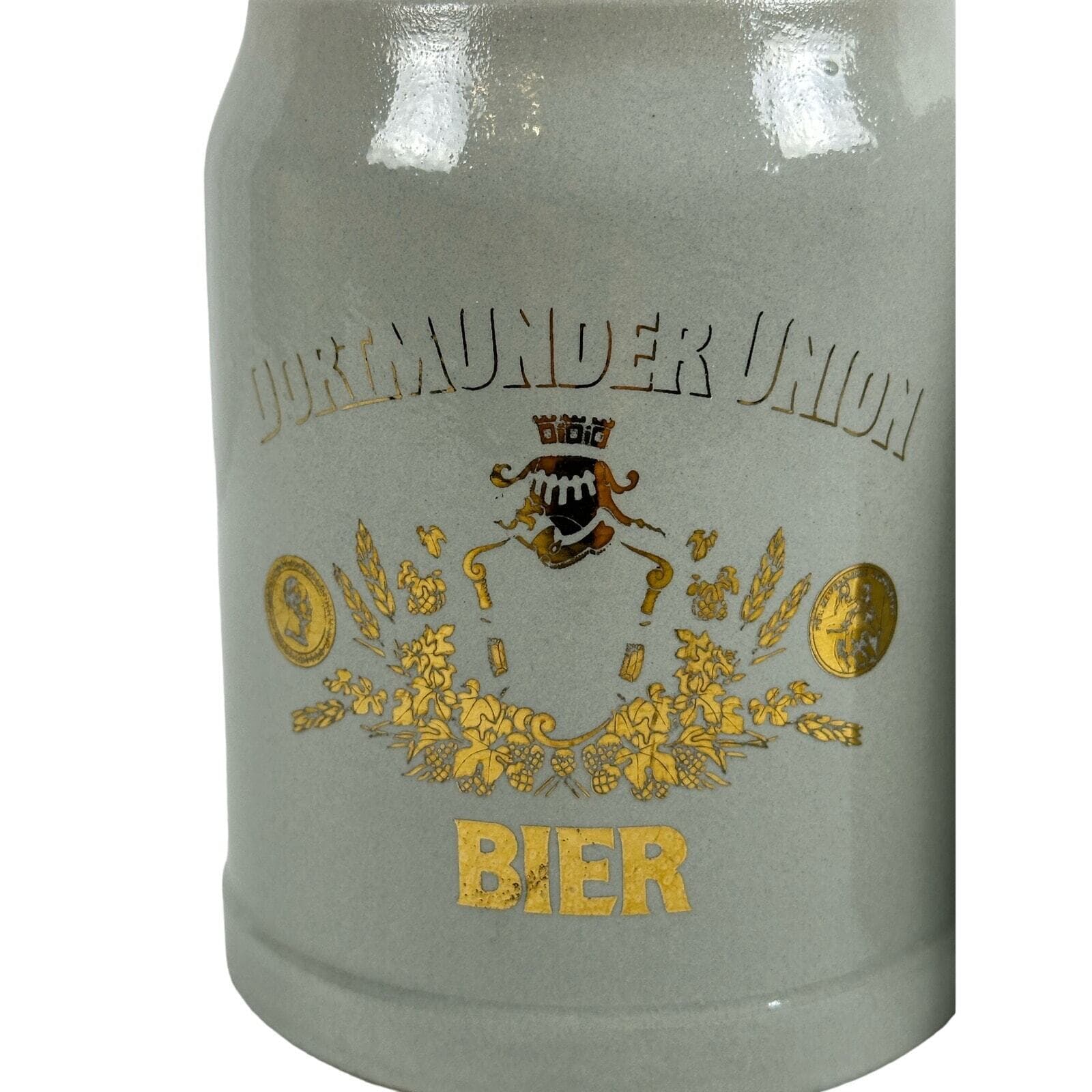 Dortmunder Union Pottery Gold design 0.5L Ambert BIER Steins Set of 2 VG - Thumbnail 3