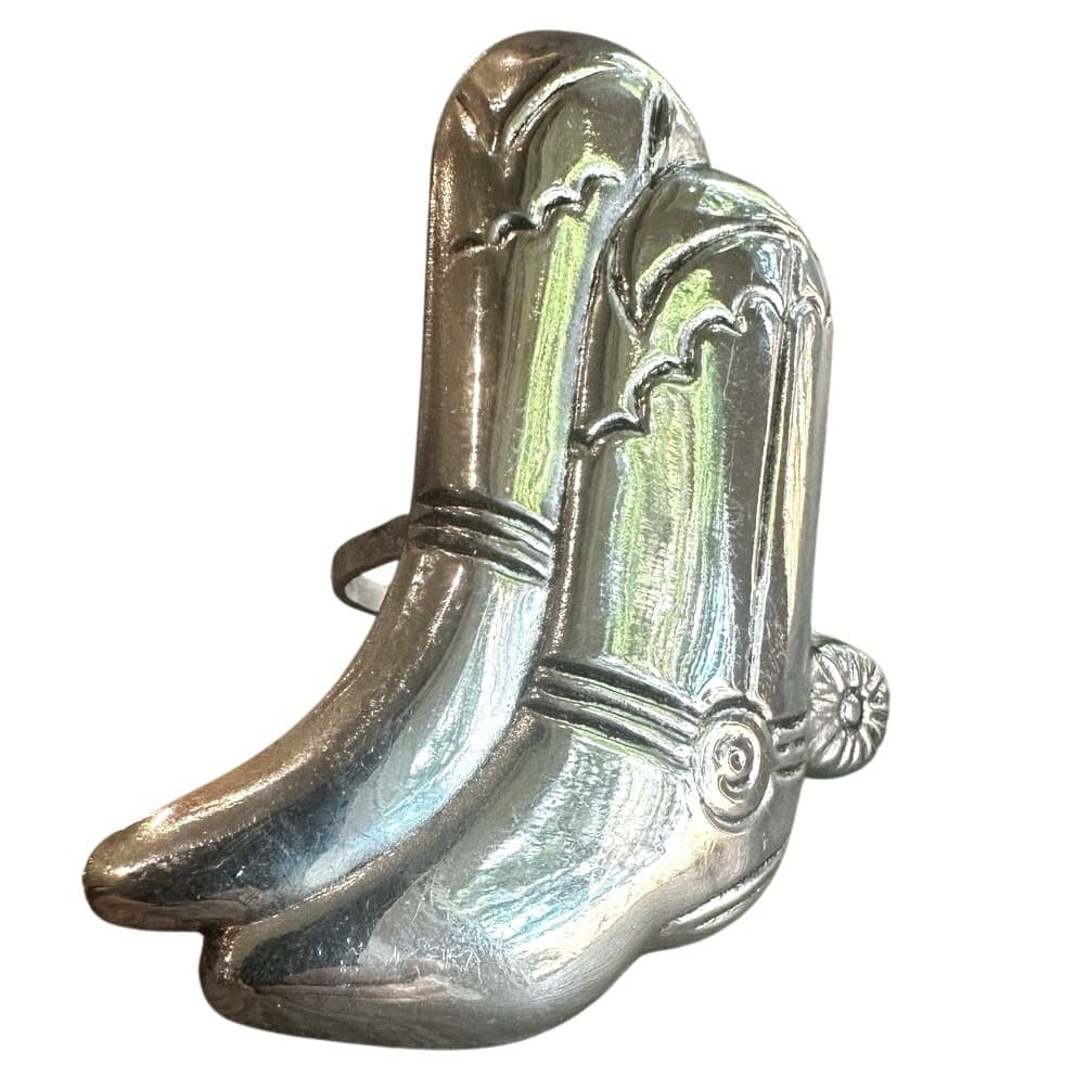 Yee Haw! Silver Cowboy Boot Metal Napkin Holder Rings Set of 10-New - Thumbnail 2