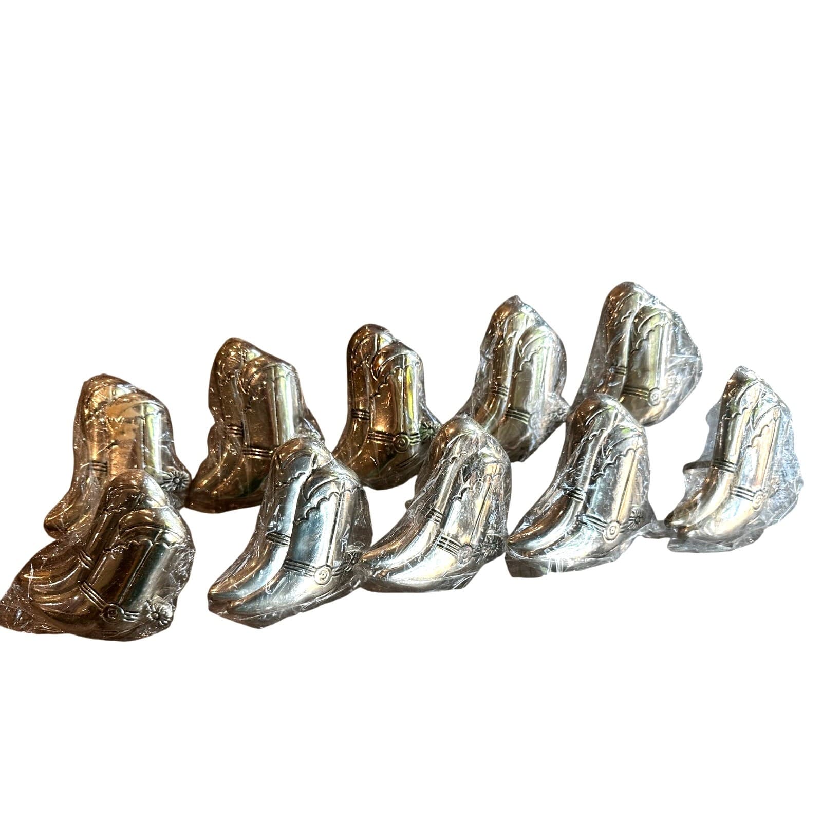 Yee Haw! Silver Cowboy Boot Metal Napkin Holder Rings Set of 10-New - Thumbnail 4