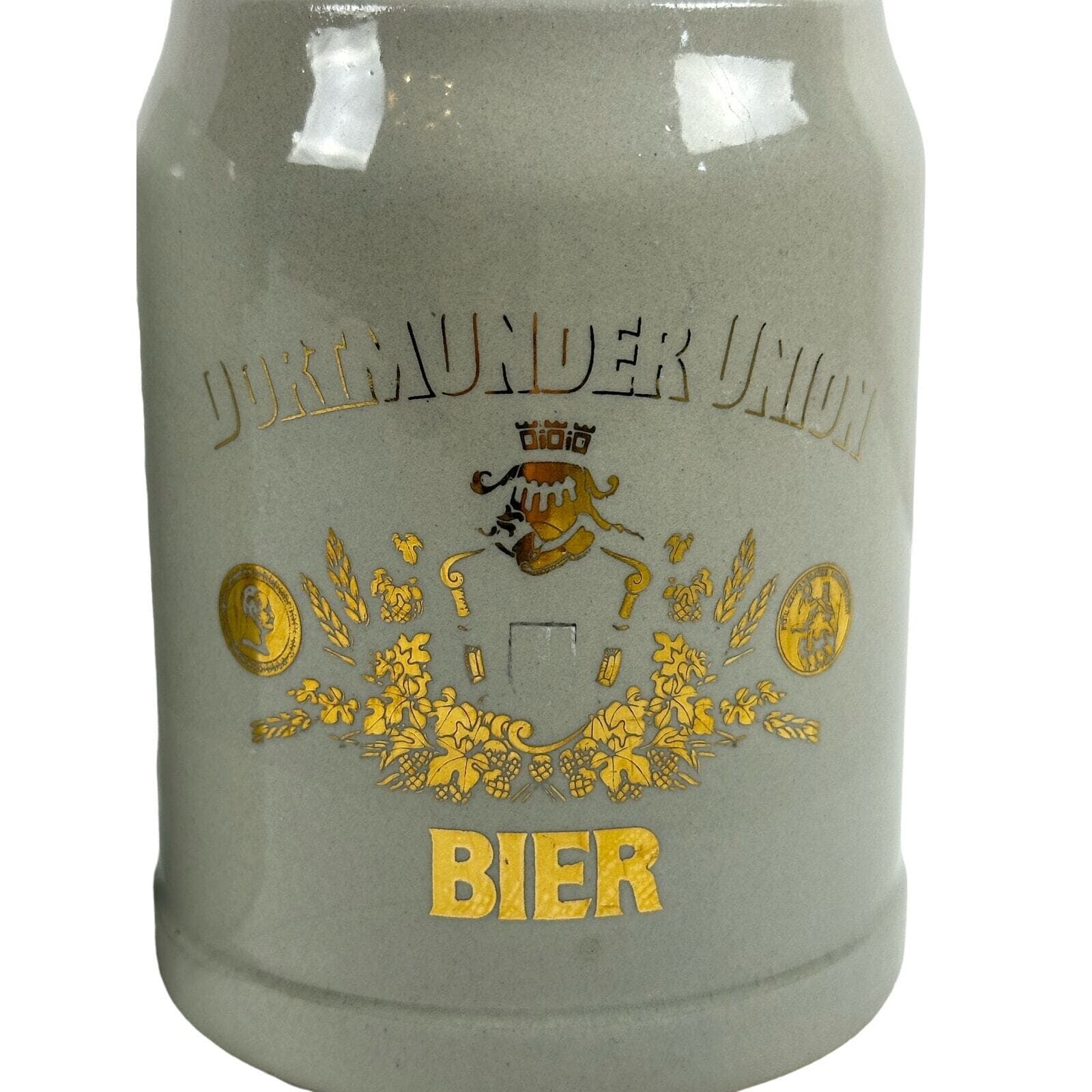 Dortmunder Union Pottery Gold design 0.5L Ambert BIER Steins Set of 2 VG - Thumbnail 2