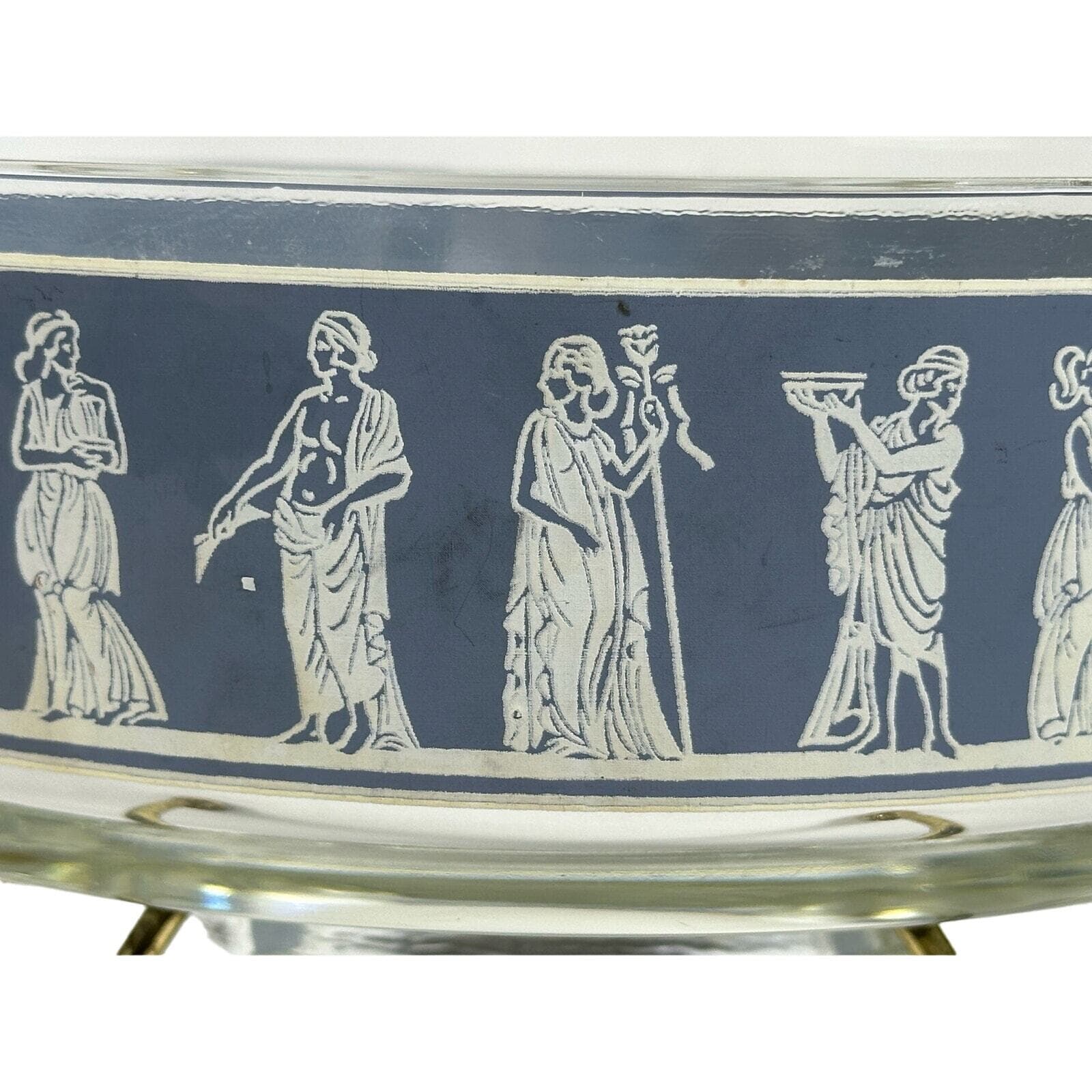 Jeanette Glass MCM Corinthians Wedgwood Greek Chip Bowl w/ Metal Rack - Thumbnail 2