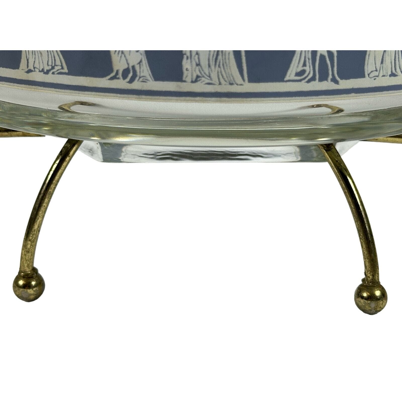 Jeanette Glass MCM Corinthians Wedgwood Greek Chip Bowl w/ Metal Rack - Thumbnail 3