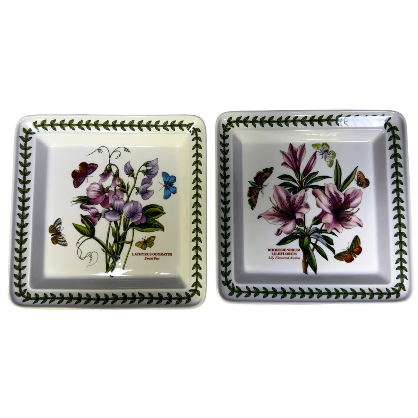 Portmeirion 1972 Botanic Garden 8" Square Lily Flowered Azalea/Sweet Pea Plates