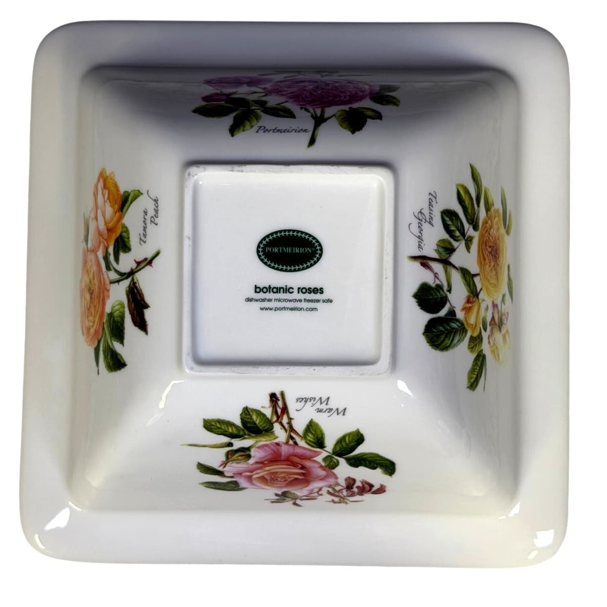 Portmeirion Botanic Roses Warm Wishes 8.75" Square Salad/Serving Bowl-Excellent - Thumbnail 6