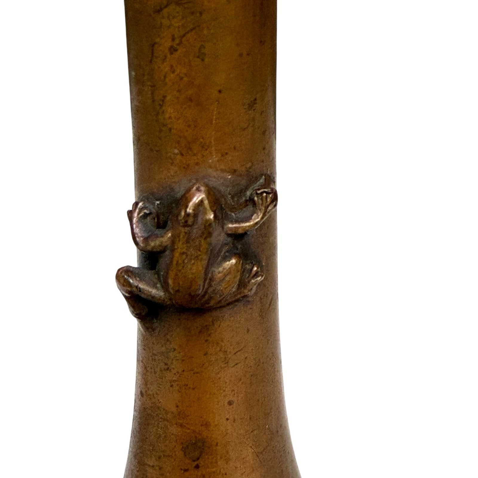 Japanese Bronze 'Frogs' Bud Vase Meiji Style Mid 20th Century Reproduction-Rare - Thumbnail 5