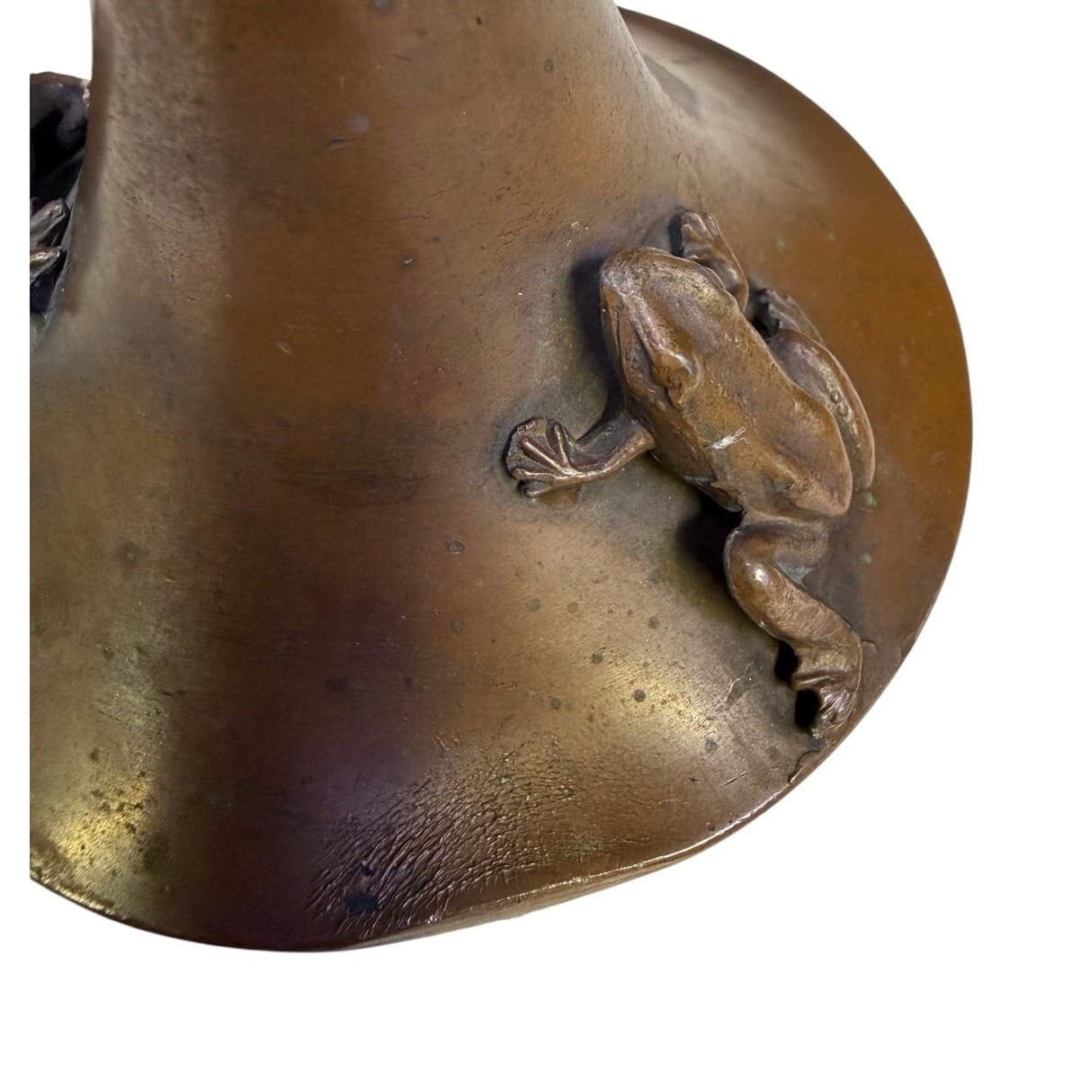 Japanese Bronze 'Frogs' Bud Vase Meiji Style Mid 20th Century Reproduction-Rare - Thumbnail 11
