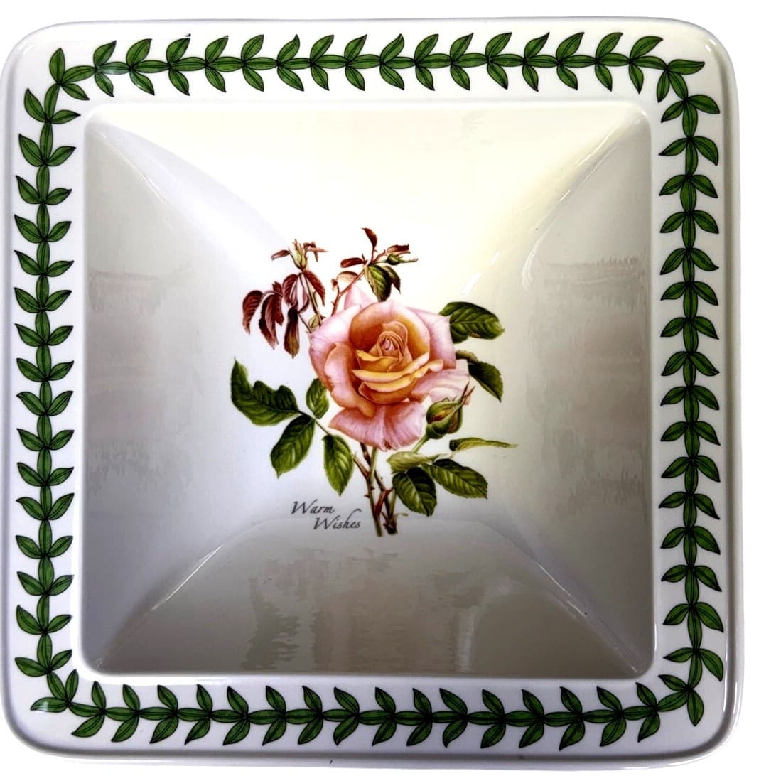 Portmeirion Botanic Roses Warm Wishes 8.75" Square Salad/Serving Bowl-Excellent