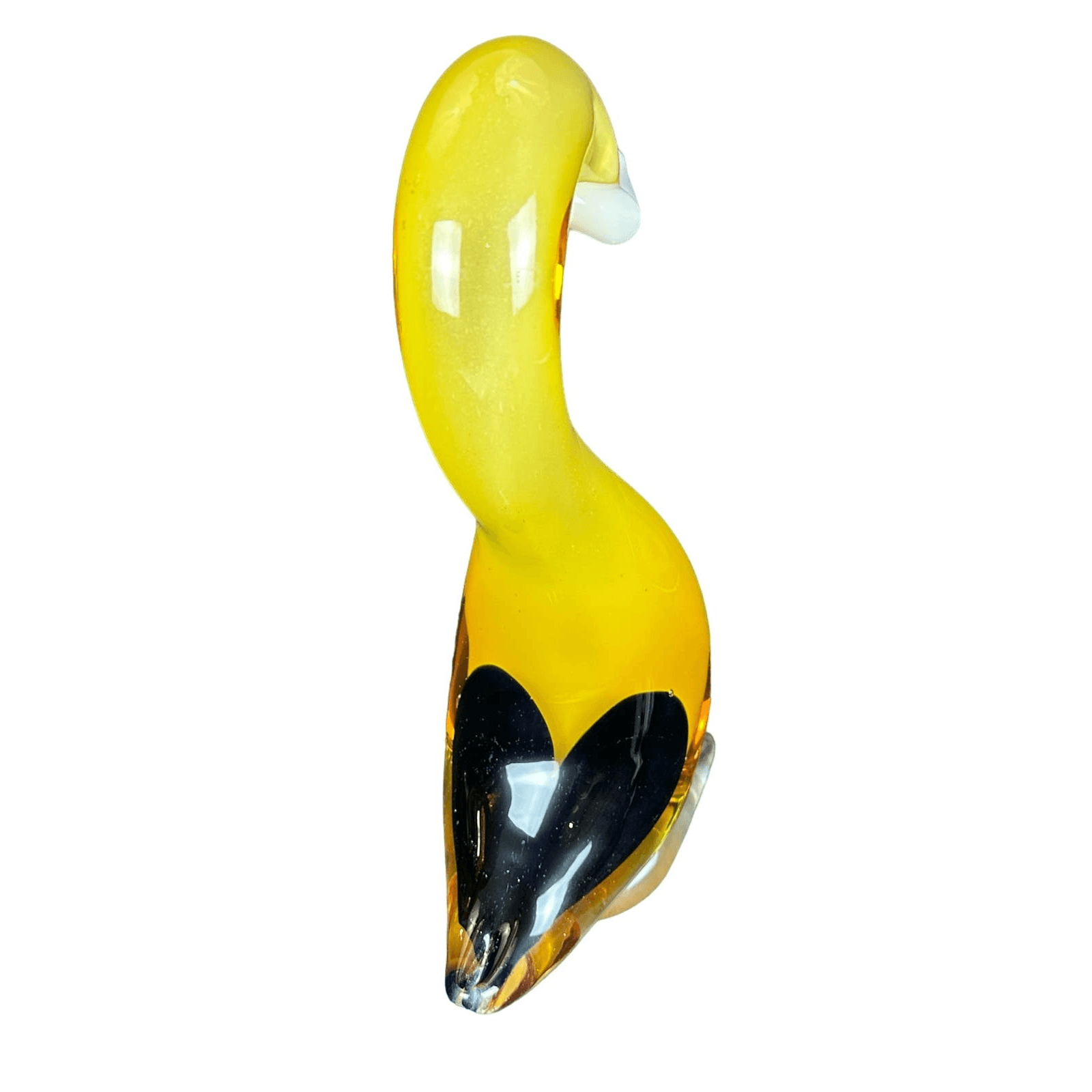 Murano Style Art Glass Swan Large Heavy Yellow Clear White Blue Vintage 12” - Thumbnail 3