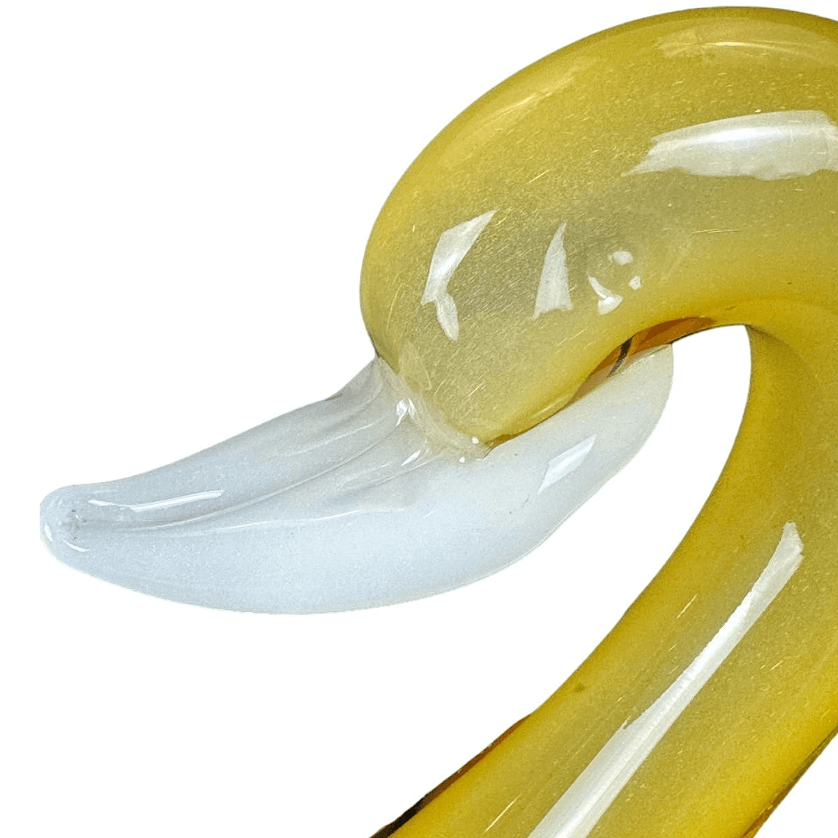 Murano Style Art Glass Swan Large Heavy Yellow Clear White Blue Vintage 12” - Thumbnail 5