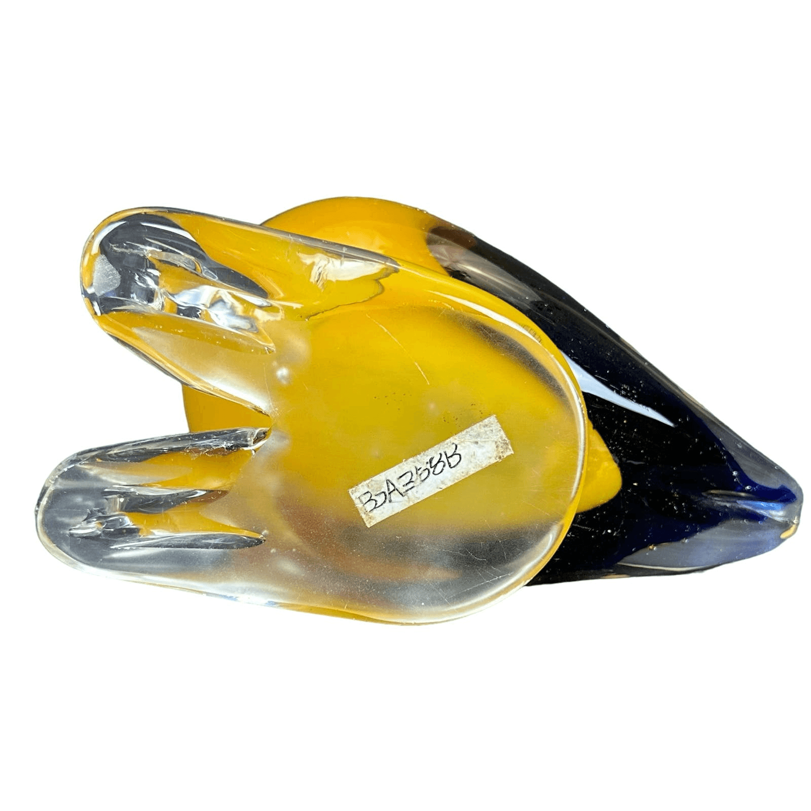 Murano Style Art Glass Swan Large Heavy Yellow Clear White Blue Vintage 12” - Thumbnail 7