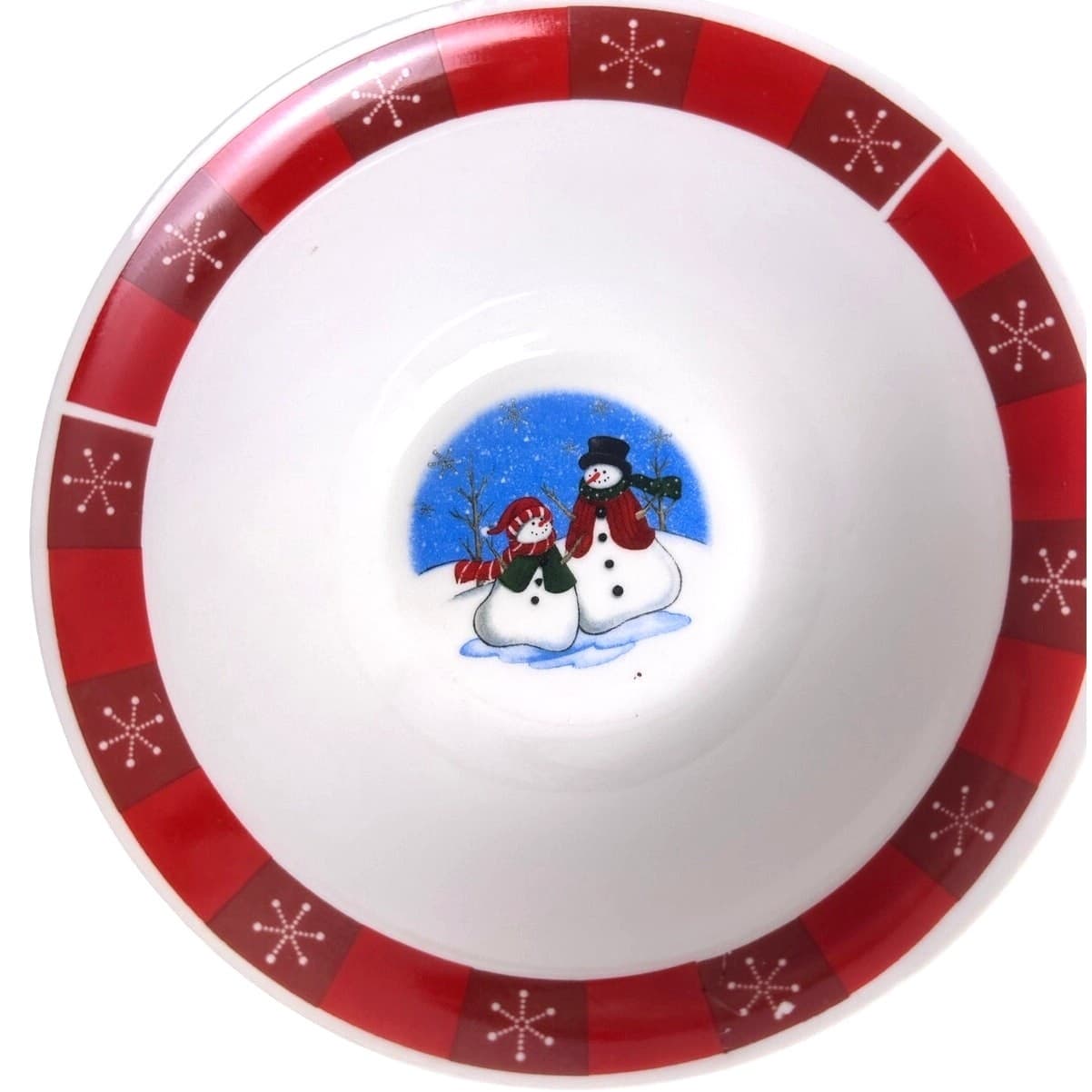 Winter Christmas Snowmen 12-PC Set of Dinner and Salad Plates, Bowls & Platter - Thumbnail 3