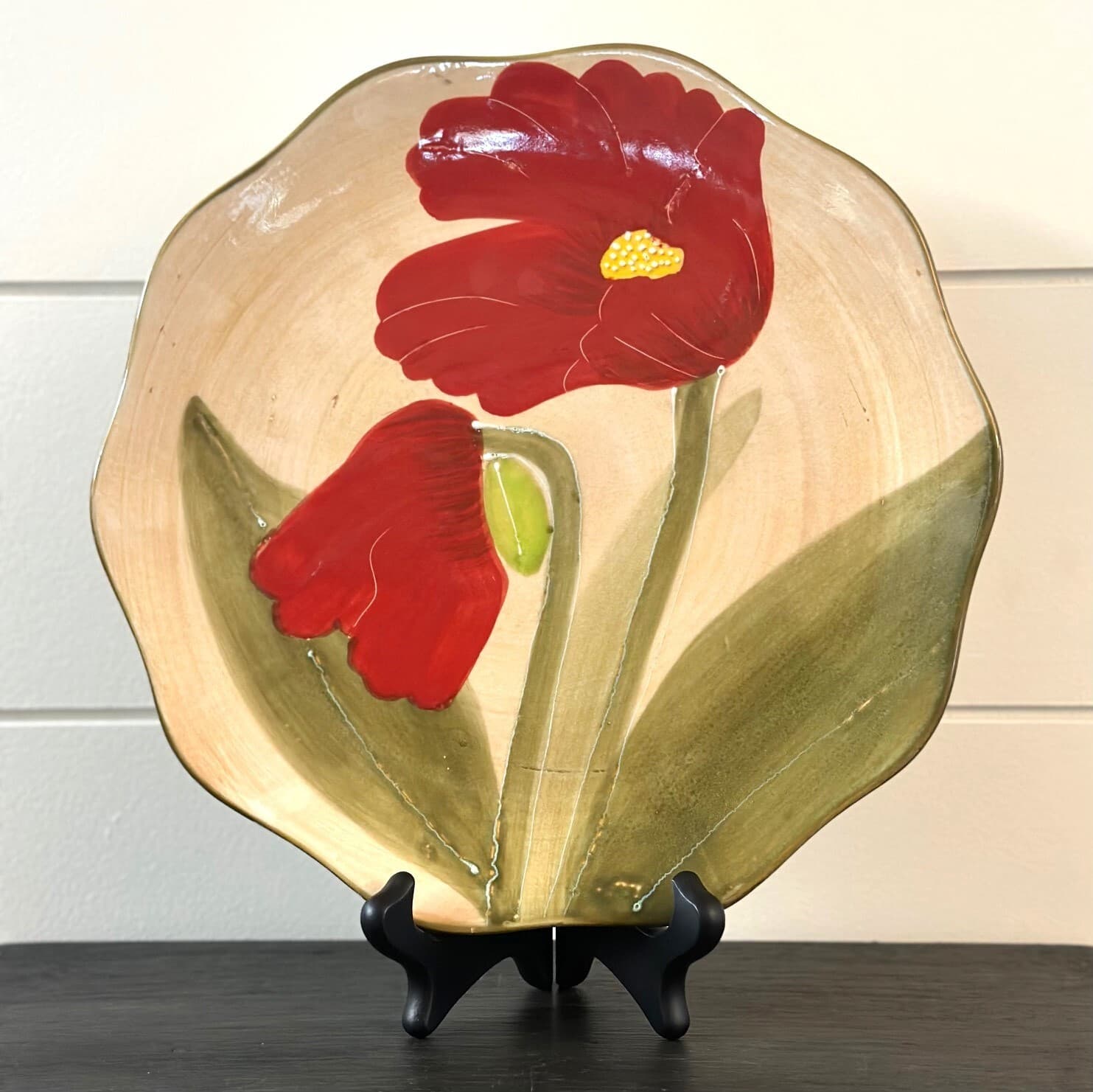 Nanette Vacher Red Renoir by Ambiance Poppy 3-Piece Place Setting-Rare Find! - Thumbnail 2