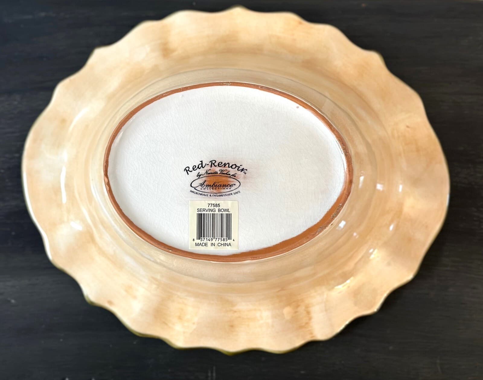 Nanette Vacher Red Renoir by Ambiance Poppy Serving Bowl-Rare Find! - Thumbnail 3