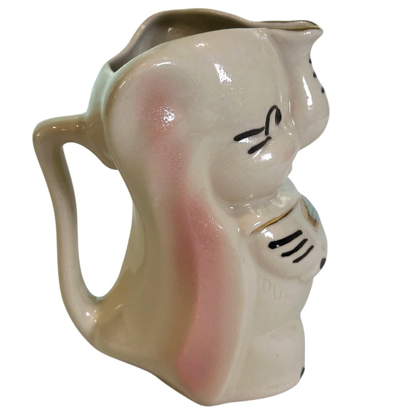 Disney 'Dumbo' 1940s Leeds Pottery Ceramic Pitcher Hand Painted 22k Gold Accents - Thumbnail 2
