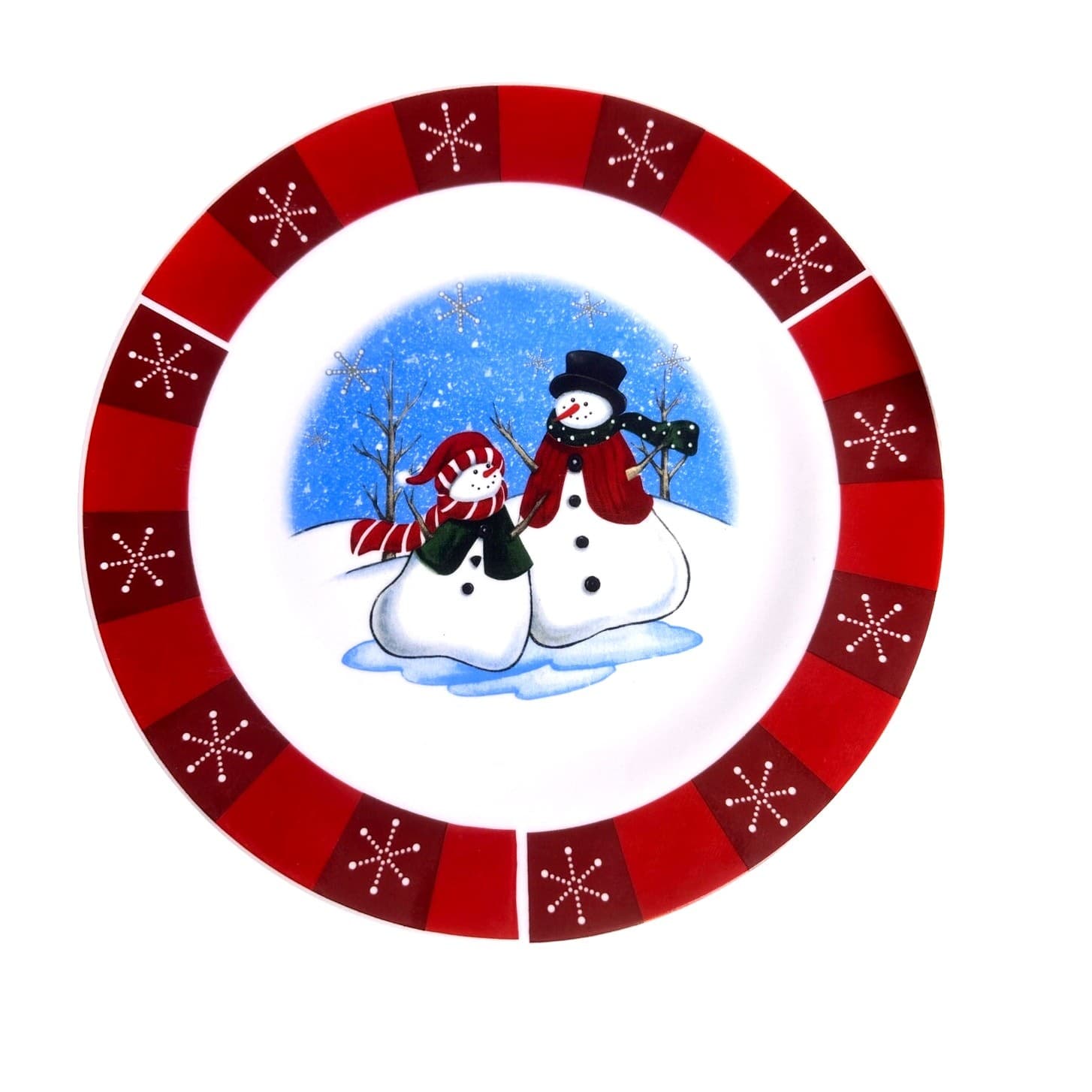 Winter Christmas Snowmen 12-PC Set of Dinner and Salad Plates, Bowls & Platter - Thumbnail 5
