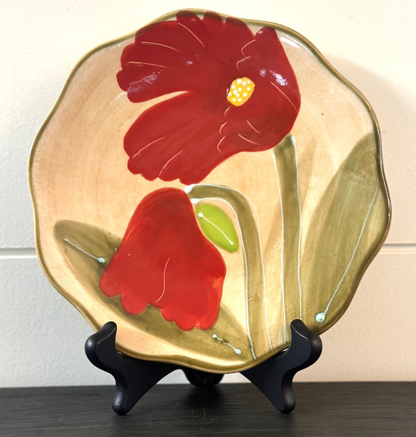 Nanette Vacher Red Renoir by Ambiance Poppy 3-Piece Place Setting-Rare Find! - Thumbnail 3