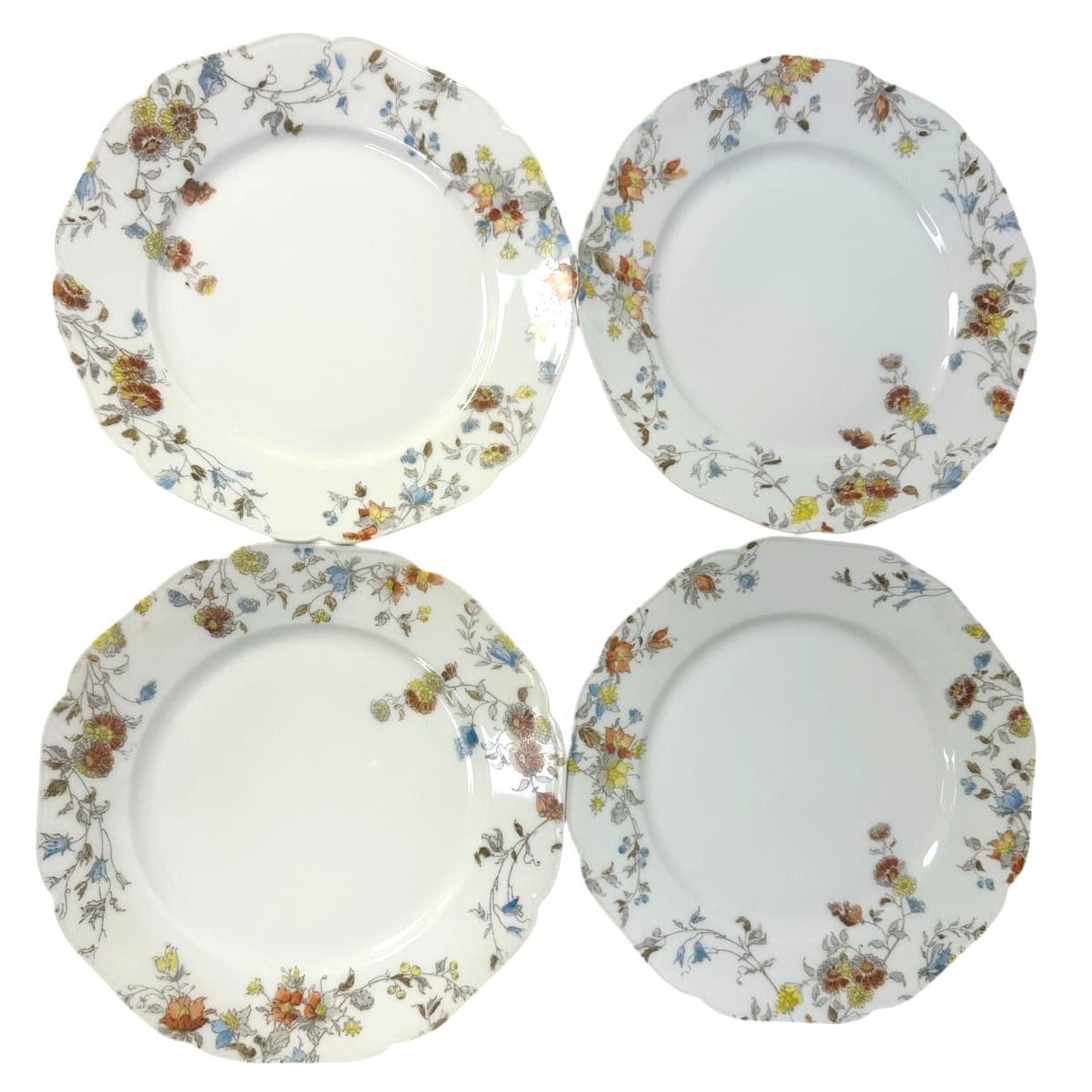 Antique 1910-1920 Haviland & Co. Limoges 'Amber Rose' Octagonal Plates-5 Pieces - Thumbnail 4