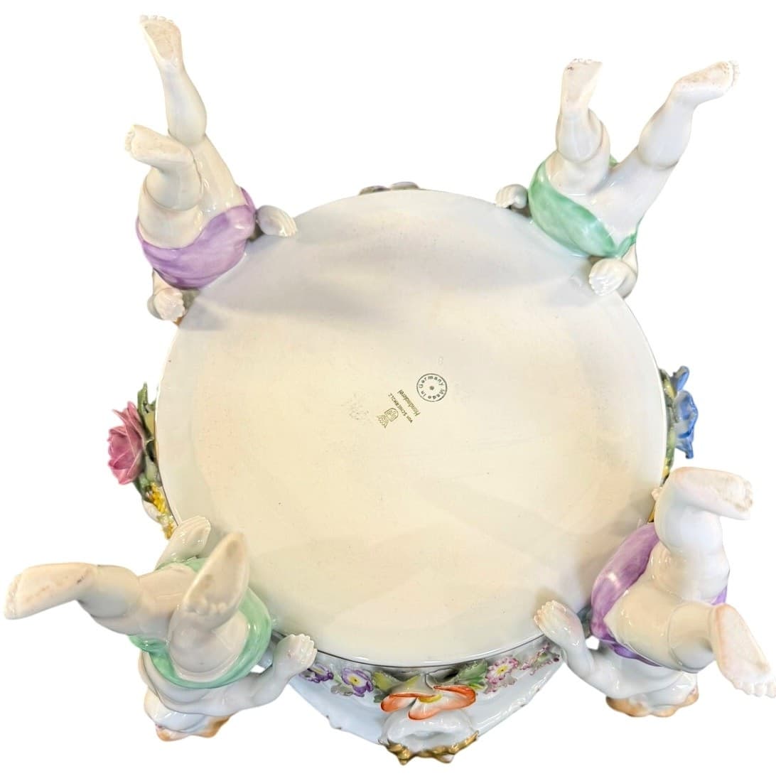 Von Schierholz Germany c. 1930–1945 Porcelain 4 Cherubs Handmalerei Centerpiece - Thumbnail 16