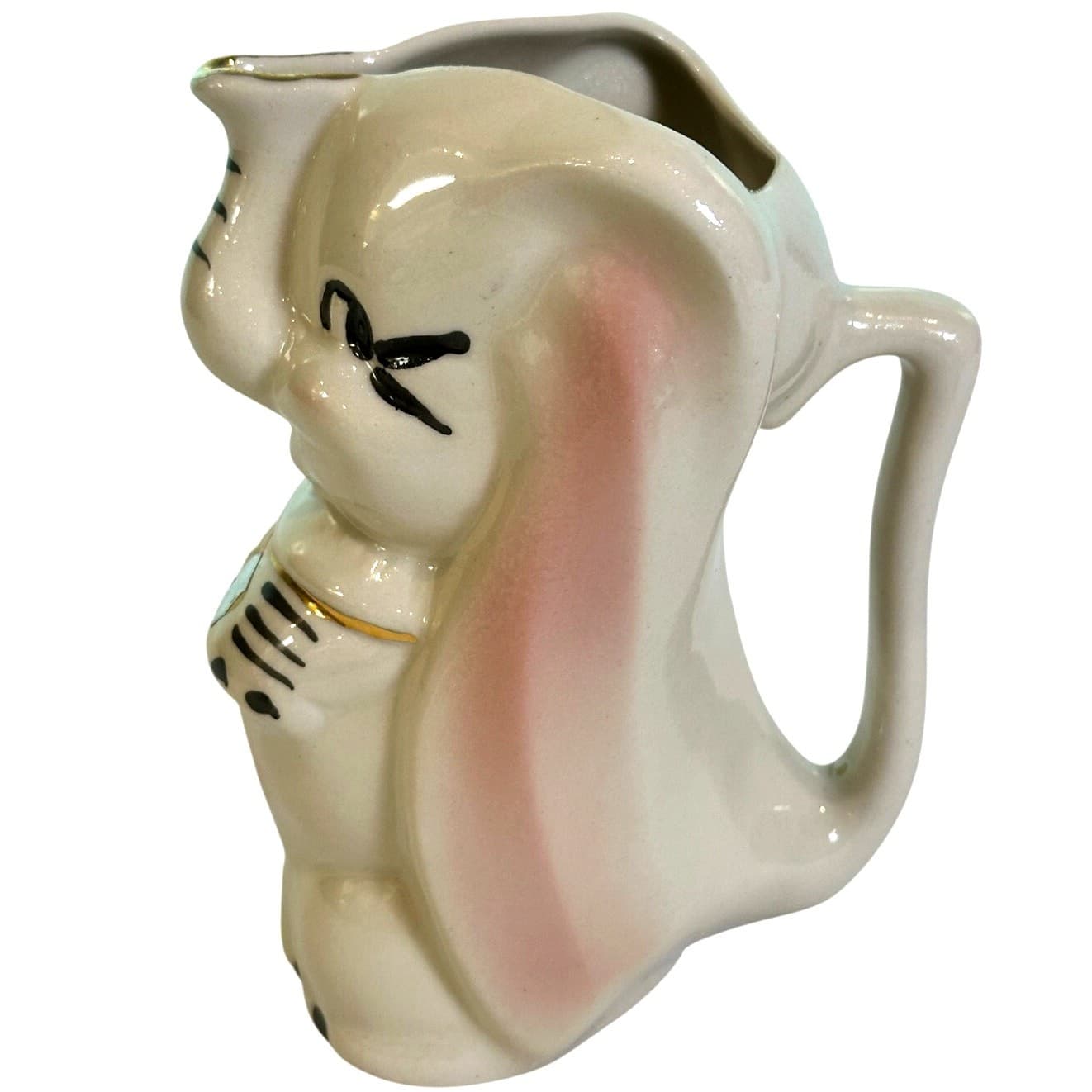 Disney 'Dumbo' 1940s Leeds Pottery Ceramic Pitcher Hand Painted 22k Gold Accents - Thumbnail 4