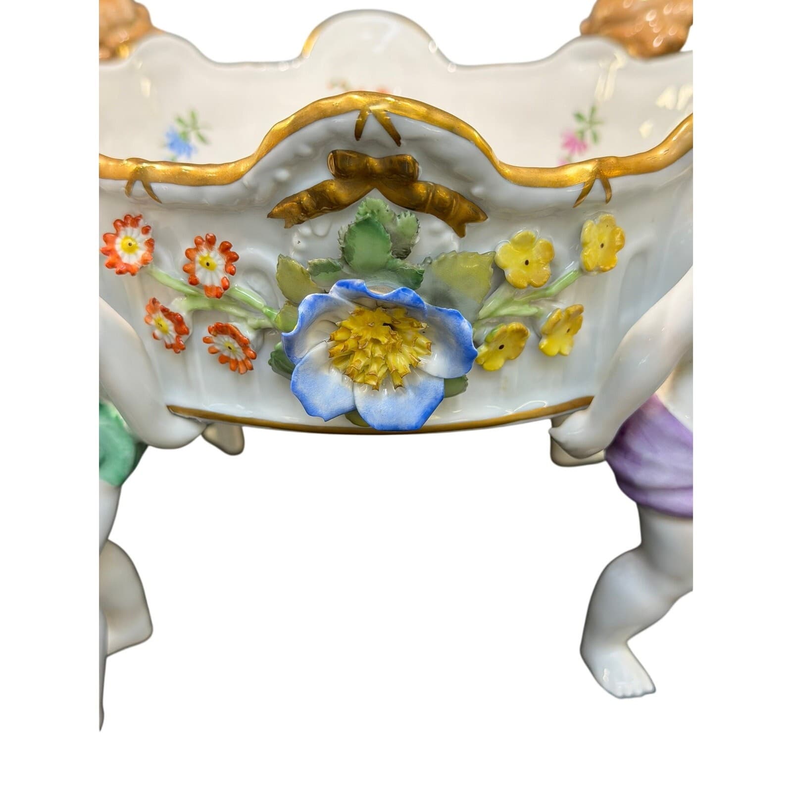 Von Schierholz Germany c. 1930–1945 Porcelain 4 Cherubs Handmalerei Centerpiece - Thumbnail 10