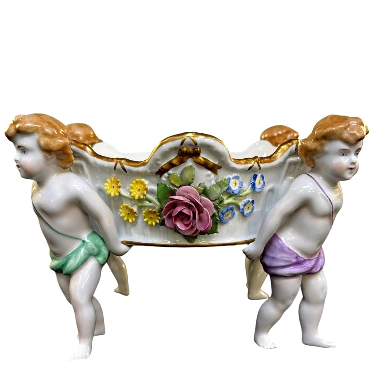 Von Schierholz Germany c. 1930–1945 Porcelain 4 Cherubs Handmalerei Centerpiece - Thumbnail 12