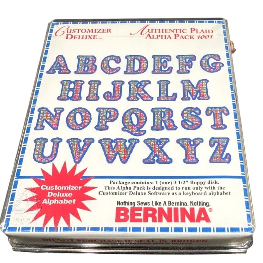 Vintage Bernina Customizer Deluxe Authentic Plaid Alpha Pack 1001 Embroidery