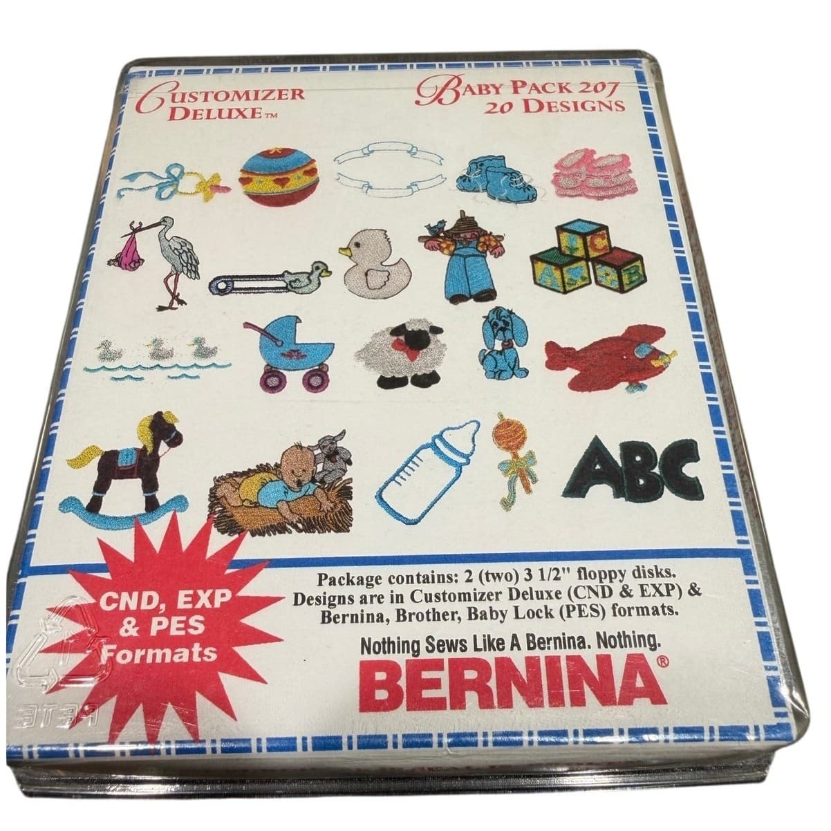 Vintage Bernina Customizer Deluxe Baby Pack 207 Embroidery Designs Floppy - Thumbnail 3
