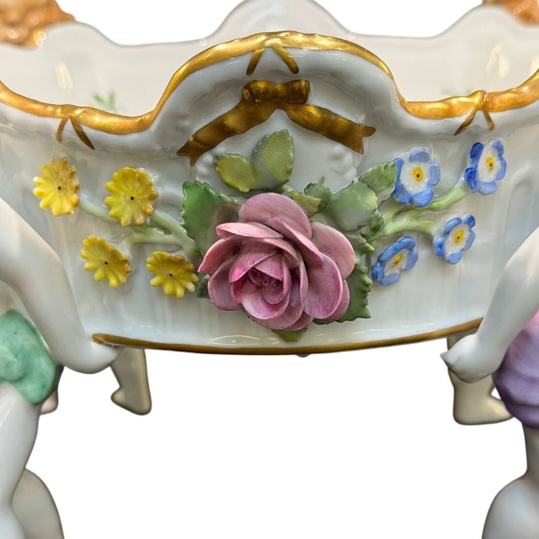 Von Schierholz Germany c. 1930–1945 Porcelain 4 Cherubs Handmalerei Centerpiece - Thumbnail 11