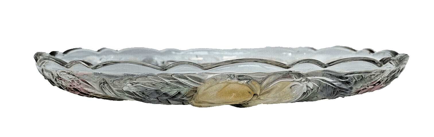 Vintage Savoir Vivre Crystal Wild Orchard Divided Fruit Chip Dip Platter-14" - Thumbnail 5
