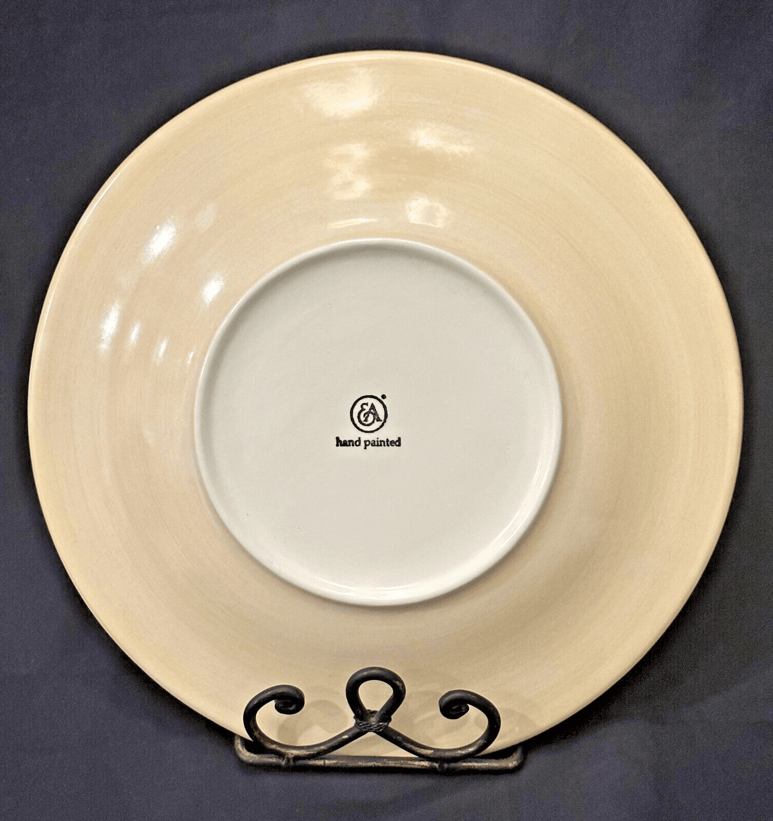 Vintage Ethan Allen Hand Painted 12" Round Pear Dinner Plate - Thumbnail 4