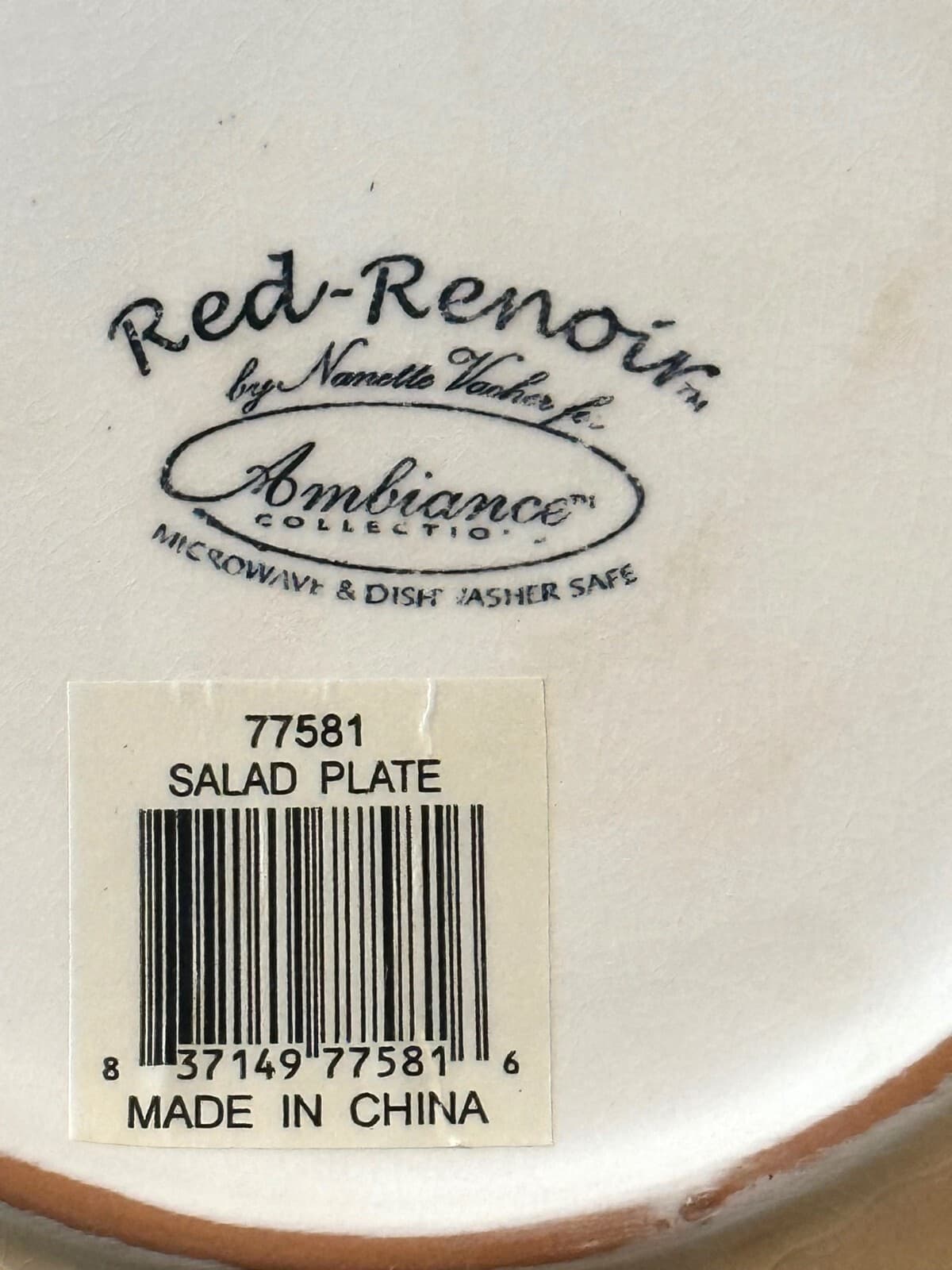 Nanette Vacher Red Renoir by Ambiance Poppy 3-Piece Place Setting-Rare Find! - Thumbnail 8