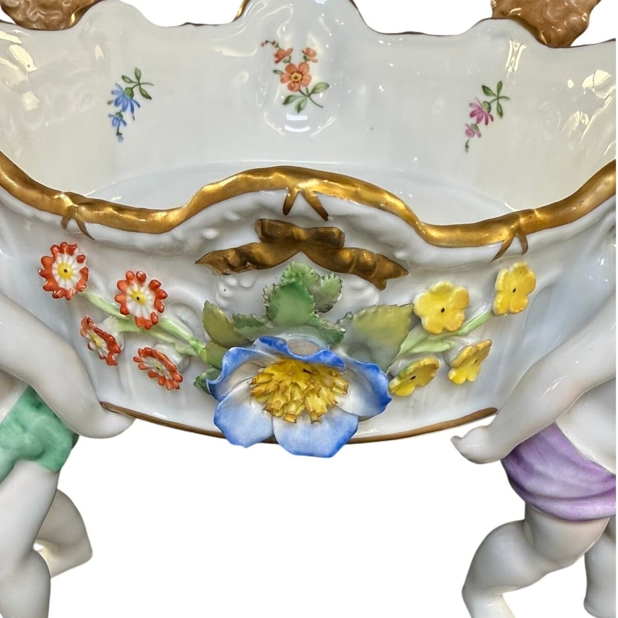 Von Schierholz Germany c. 1930–1945 Porcelain 4 Cherubs Handmalerei Centerpiece - Thumbnail 14