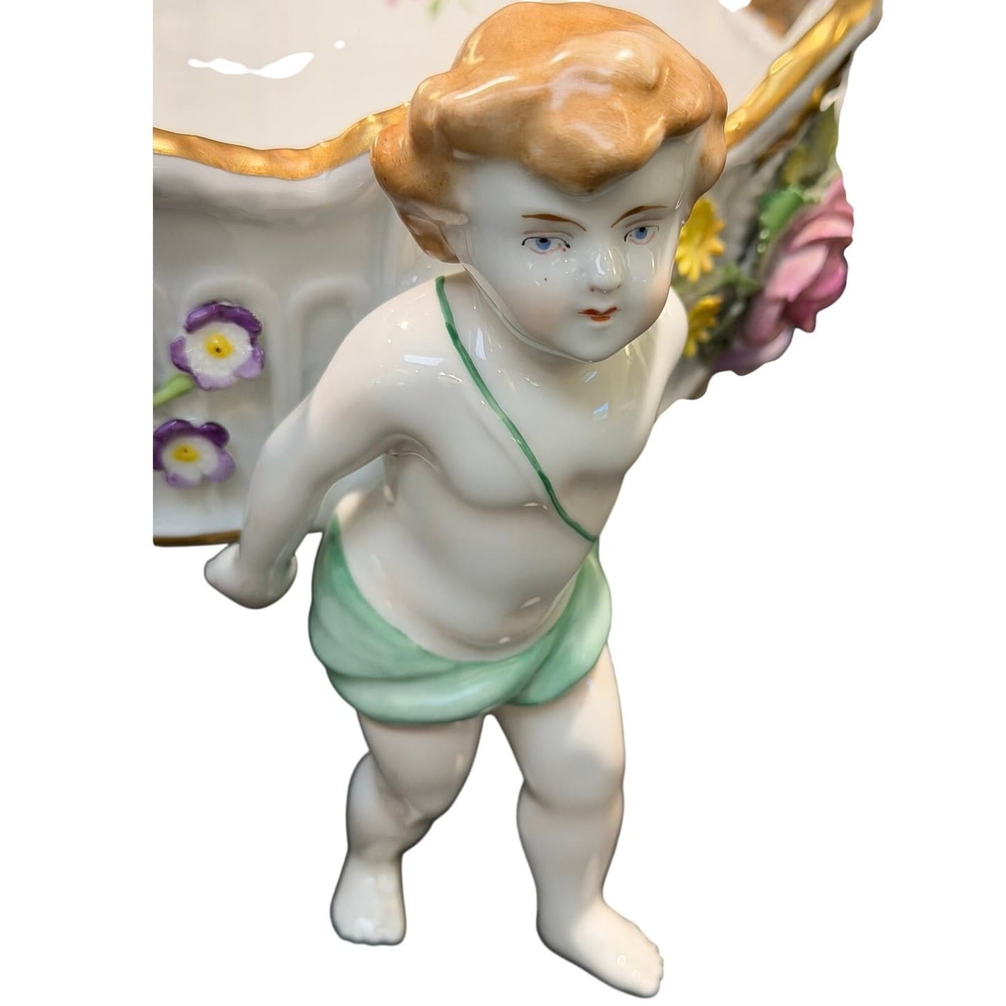 Von Schierholz Germany c. 1930–1945 Porcelain 4 Cherubs Handmalerei Centerpiece - Thumbnail 9