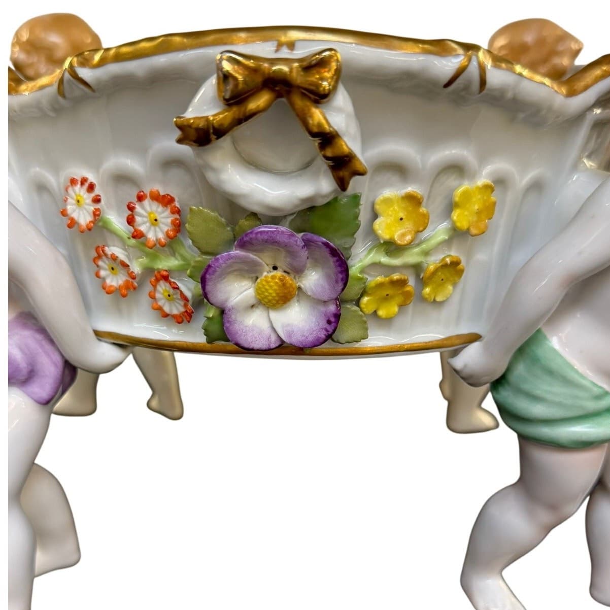 Von Schierholz Germany c. 1930–1945 Porcelain 4 Cherubs Handmalerei Centerpiece - Thumbnail 15