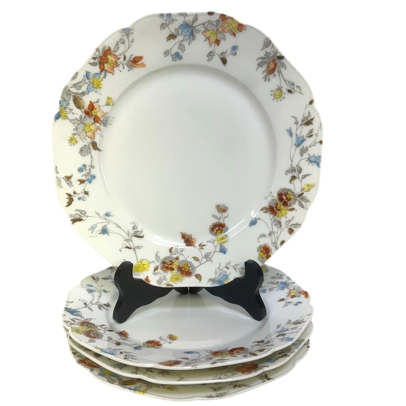 Antique 1910-1920 Haviland & Co. Limoges 'Amber Rose' Octagonal Plates-5 Pieces - Thumbnail 3