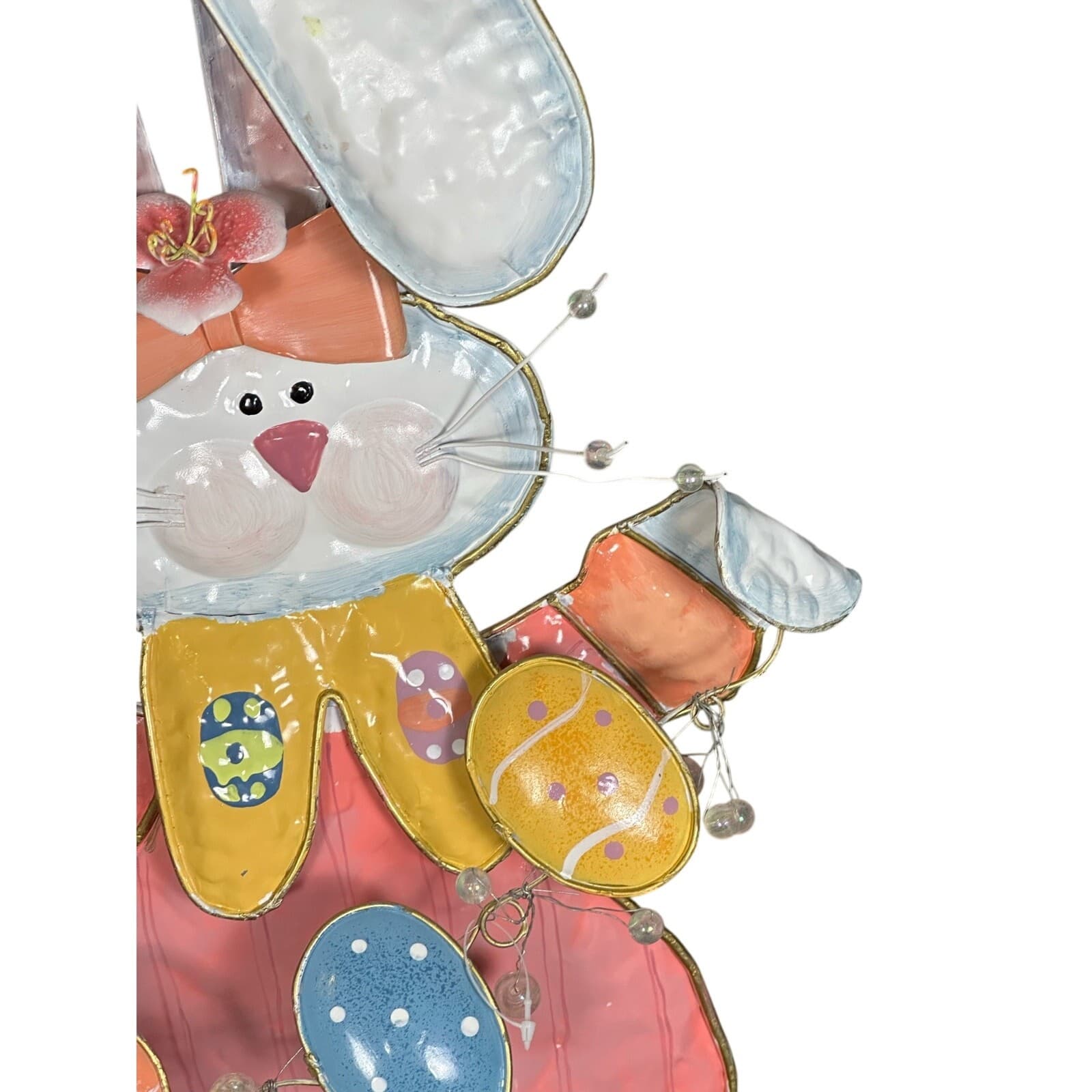 Whimsical Easter Bunny Metal Sculpture Display Easter Egg Garland-22-Inches Tall - Thumbnail 3